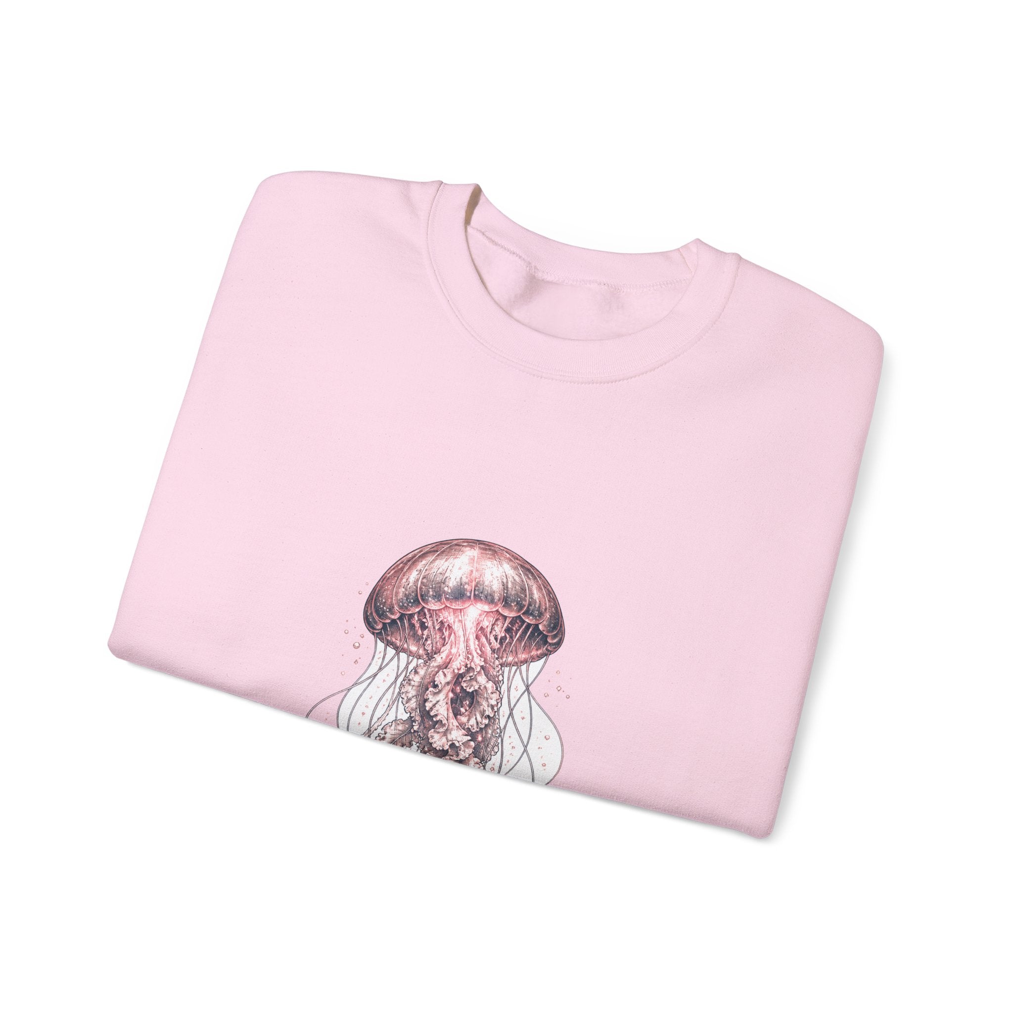Matching Couple Sweatshirt - Octopus & Jellyfish Matching Couple Crewneck Sweatshirt Hand-Drawn Art His Hers Best Friend Gift - Design B
