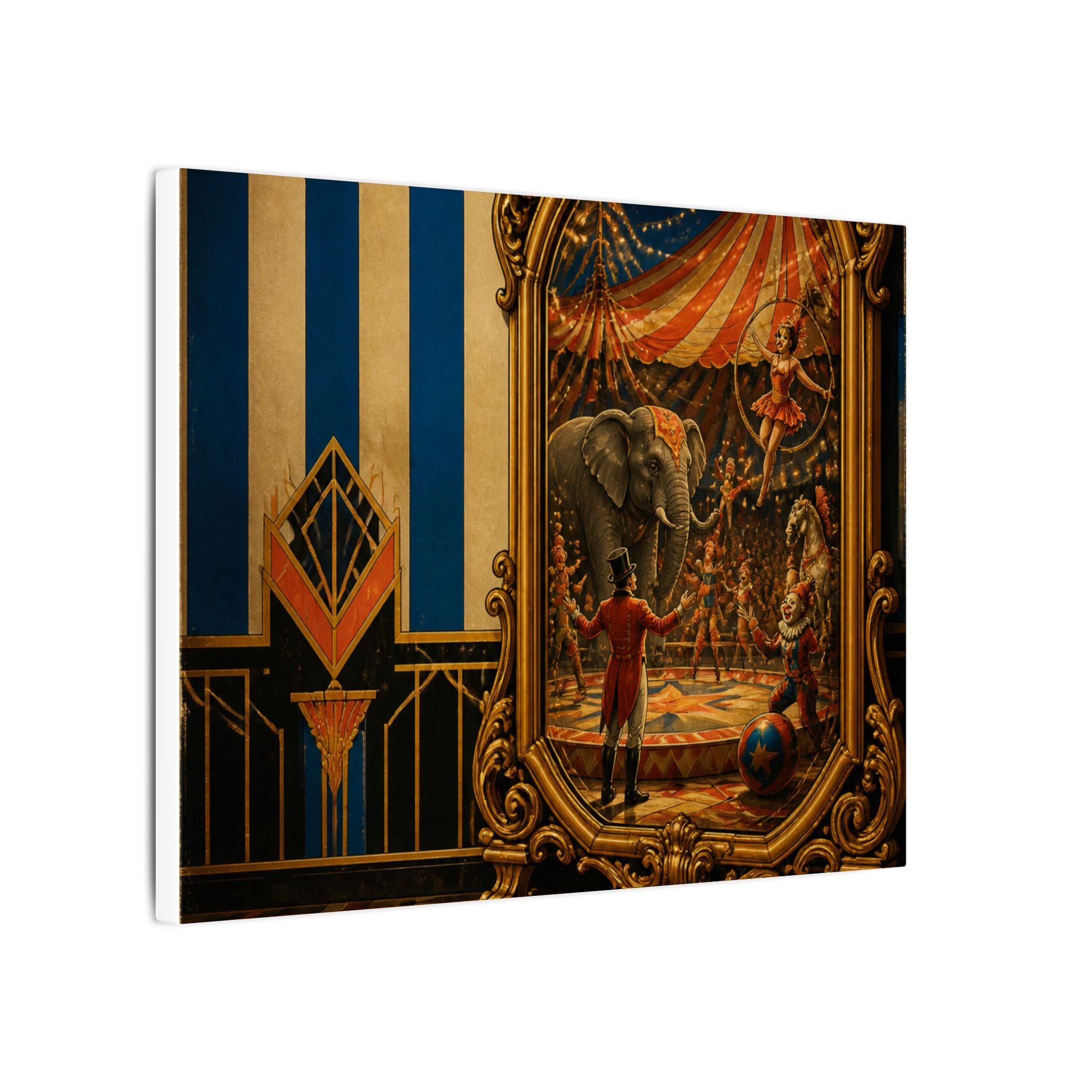 Vintage Mirror Circus Wall Art Canvas 24×36 Art Deco Bar Area Decor Maximalist Print