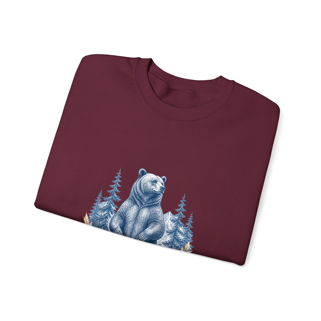 Matching Couple Sweatshirt - Bear & Deer Matching Couple Crewneck Sweatshirt Vintage Art His Hers Wedding Gift - Design A