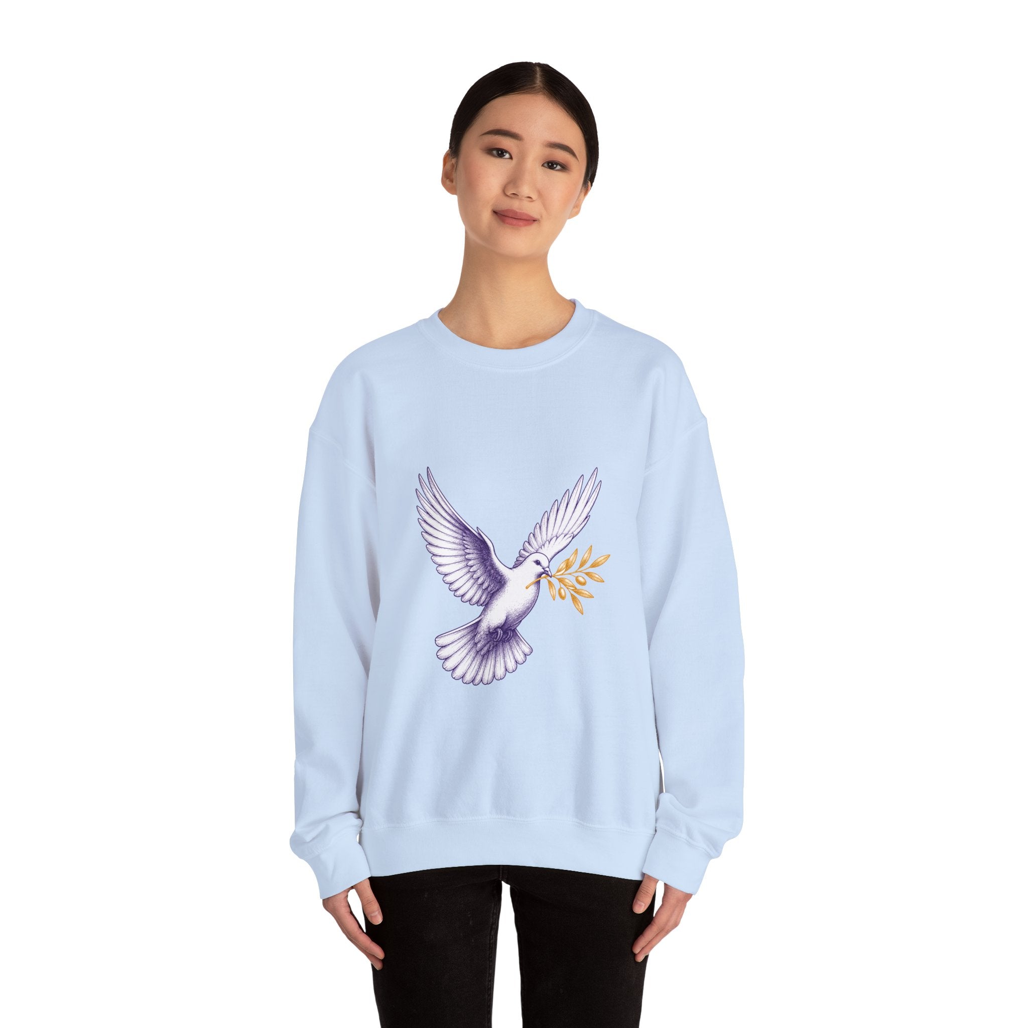 Matching Couple Sweatshirt - Wolf & Dove Matching Couple Crewneck Sweatshirt Hand-Drawn Art His Hers Best Friend Gift - Design B