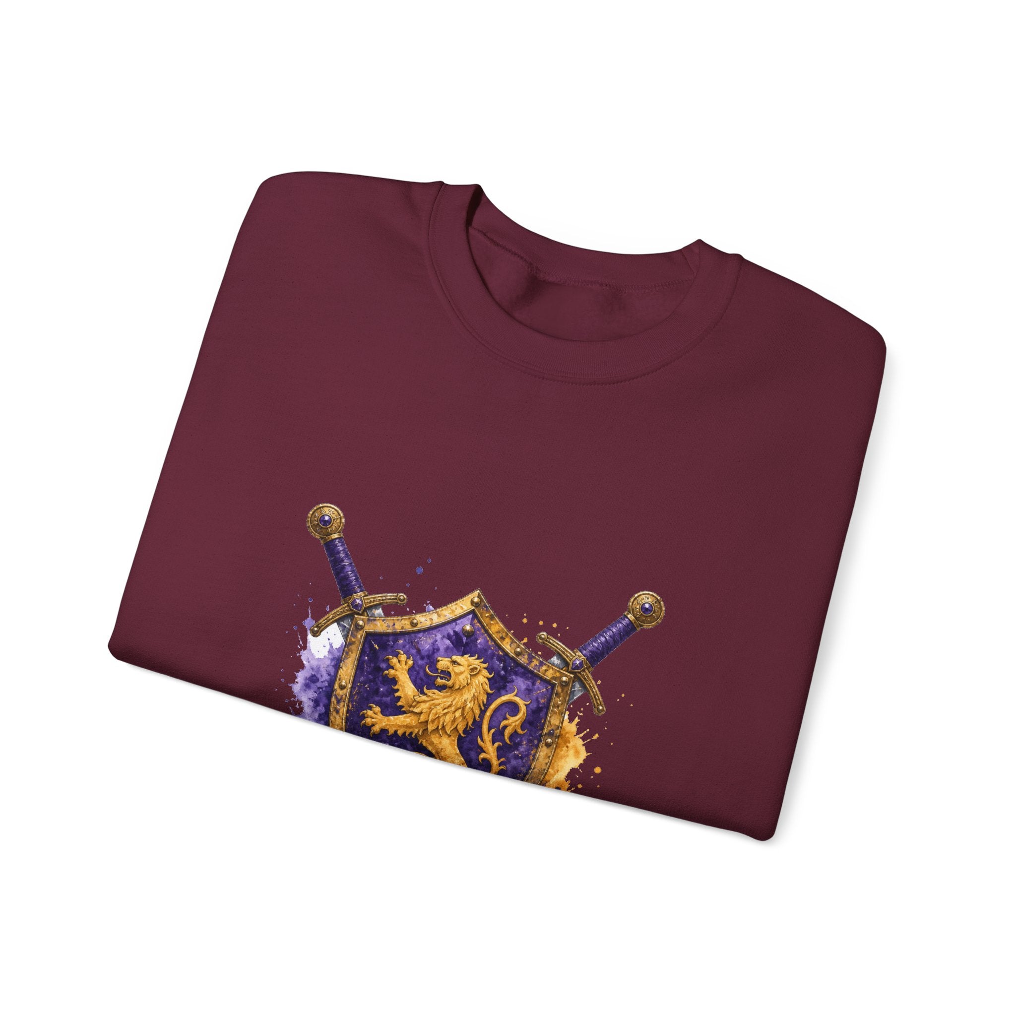 Matching Couple Sweatshirt - Crown & Shield Matching Couple Premium Fleece Sweatshirt Watercolor Art His Hers Birthday Gift - Design B