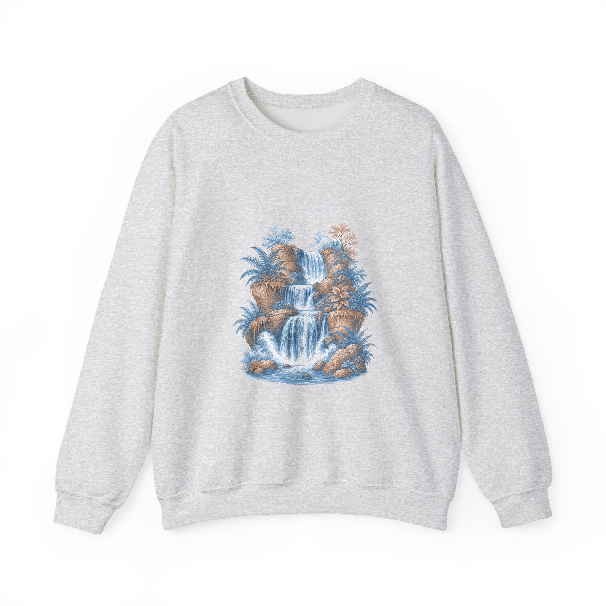 Matching Couple Sweatshirt - Wildfire & Waterfall Matching Couple Premium Fleece Sweatshirt Vintage Art His Hers Honeymoon Gift - Design B