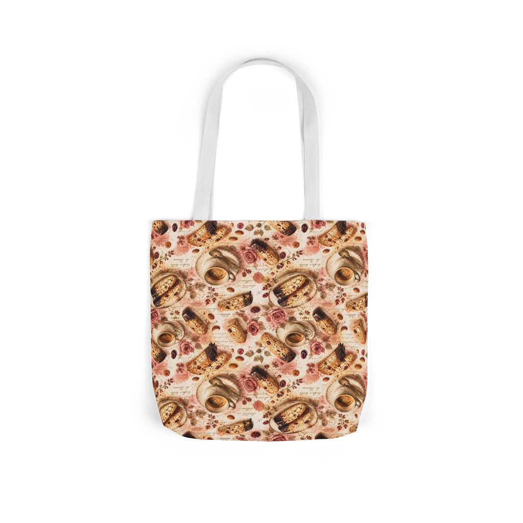 Almond Biscotti Canvas Tote Bag Mediterranean Kitchen Watercolor Splash Design Italian Cottagecore Gift