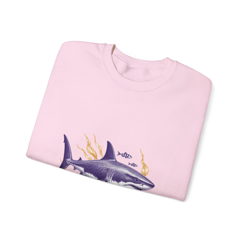 Matching Couple Sweatshirt - Shark & Dolphin Matching Couple Crewneck Sweatshirt Vintage Art His Hers Wedding Gift - Design A