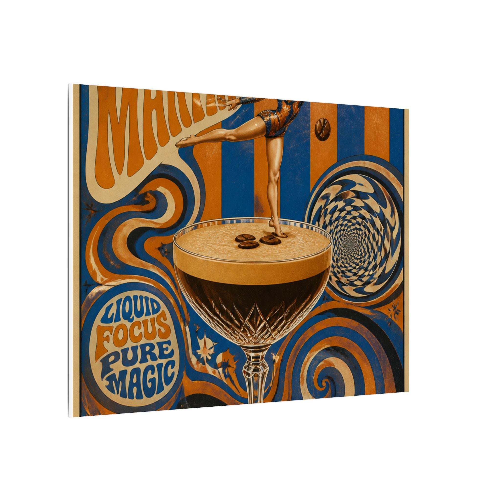 Espresso Martini Acrobat Wall Art Canvas 16×20 Psychedelic Cafe Decor Maximalist Print