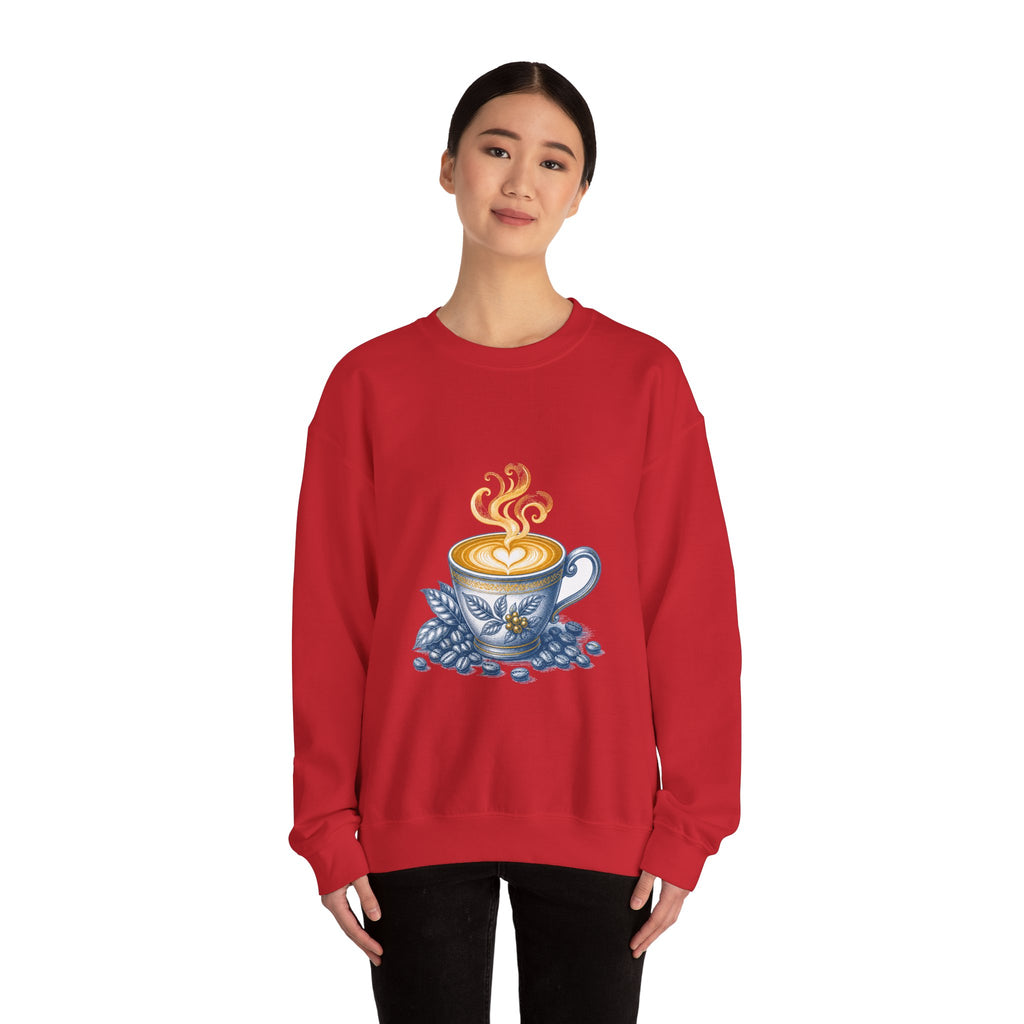 Matching Couple Sweatshirt - Coffee & Tea Matching Couple Crewneck Sweatshirt Vintage Art His Hers Wedding Gift - Design A