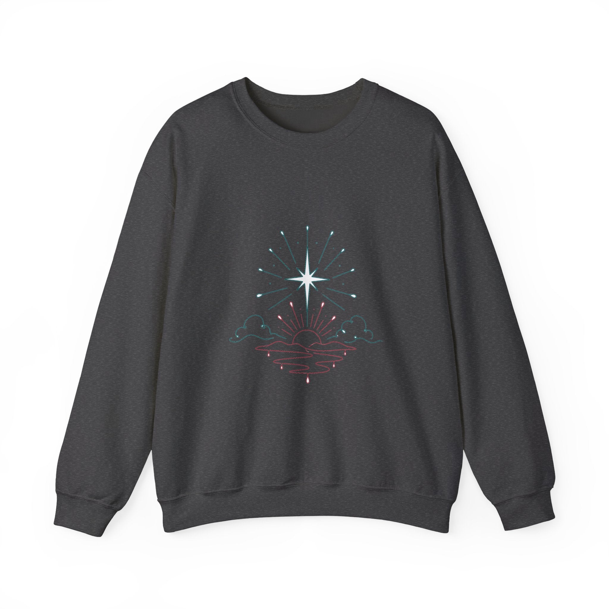 Matching Couple Sweatshirt - Evening & Morning Star Matching Couple Crewneck Sweatshirt Minimalist Art His Hers Valentine Gift - Design B