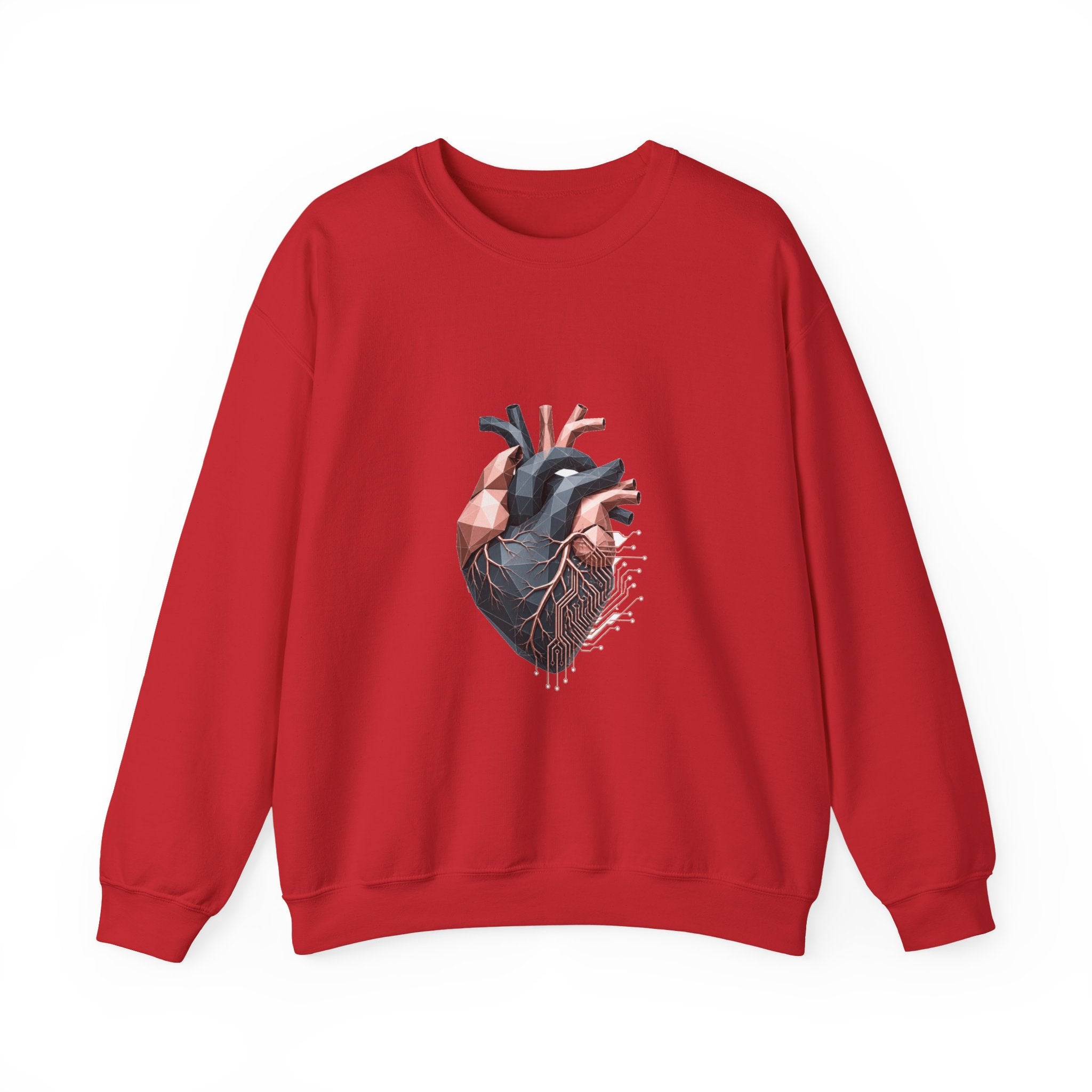 Matching Couple Sweatshirt - Robot & Heart Matching Couple Premium Fleece Sweatshirt Geometric Art His Hers Love Gift - Design B