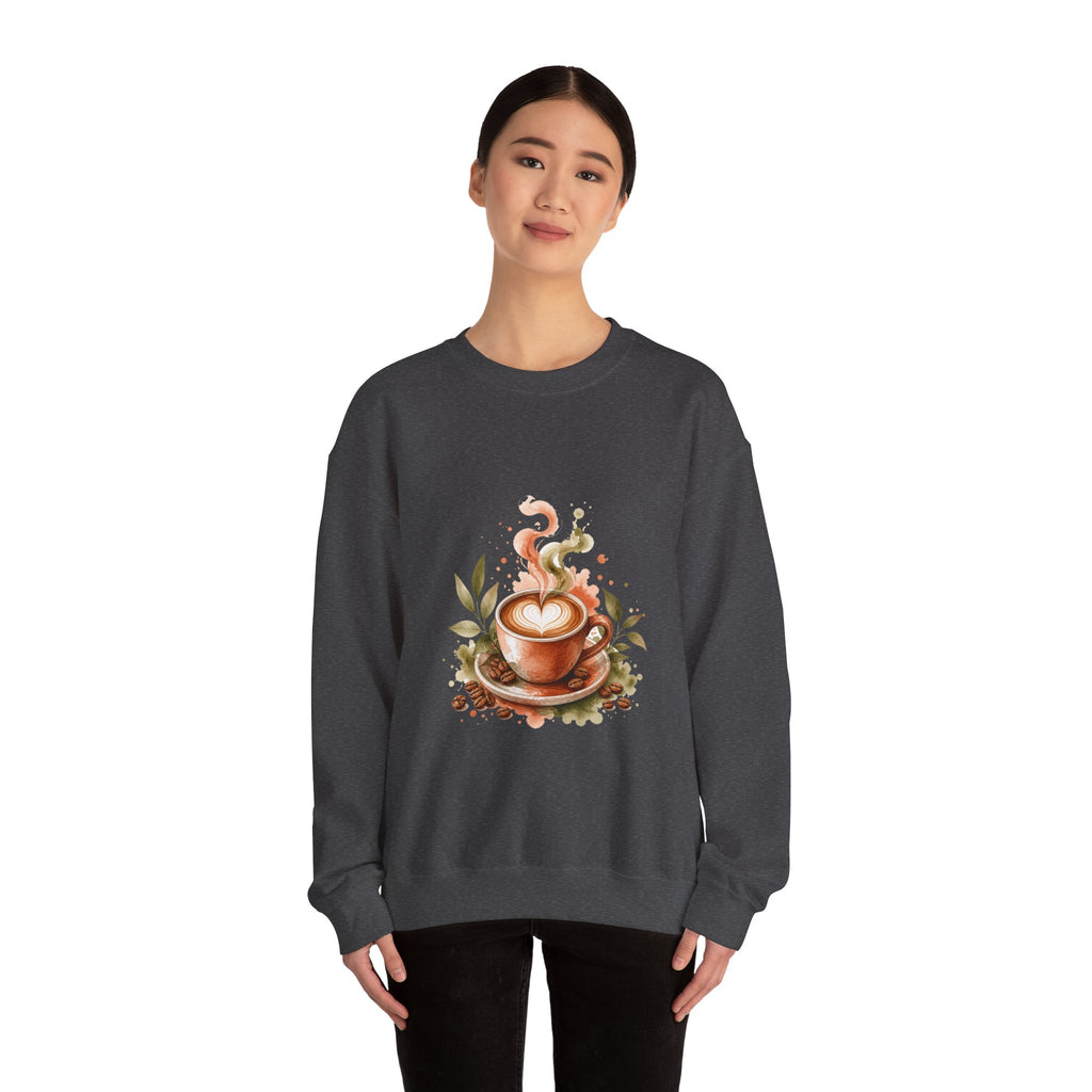 Matching Couple Sweatshirt - Coffee & Tea Matching Couple Crewneck Sweatshirt Watercolor Art His Hers Engagement Gift - Design A