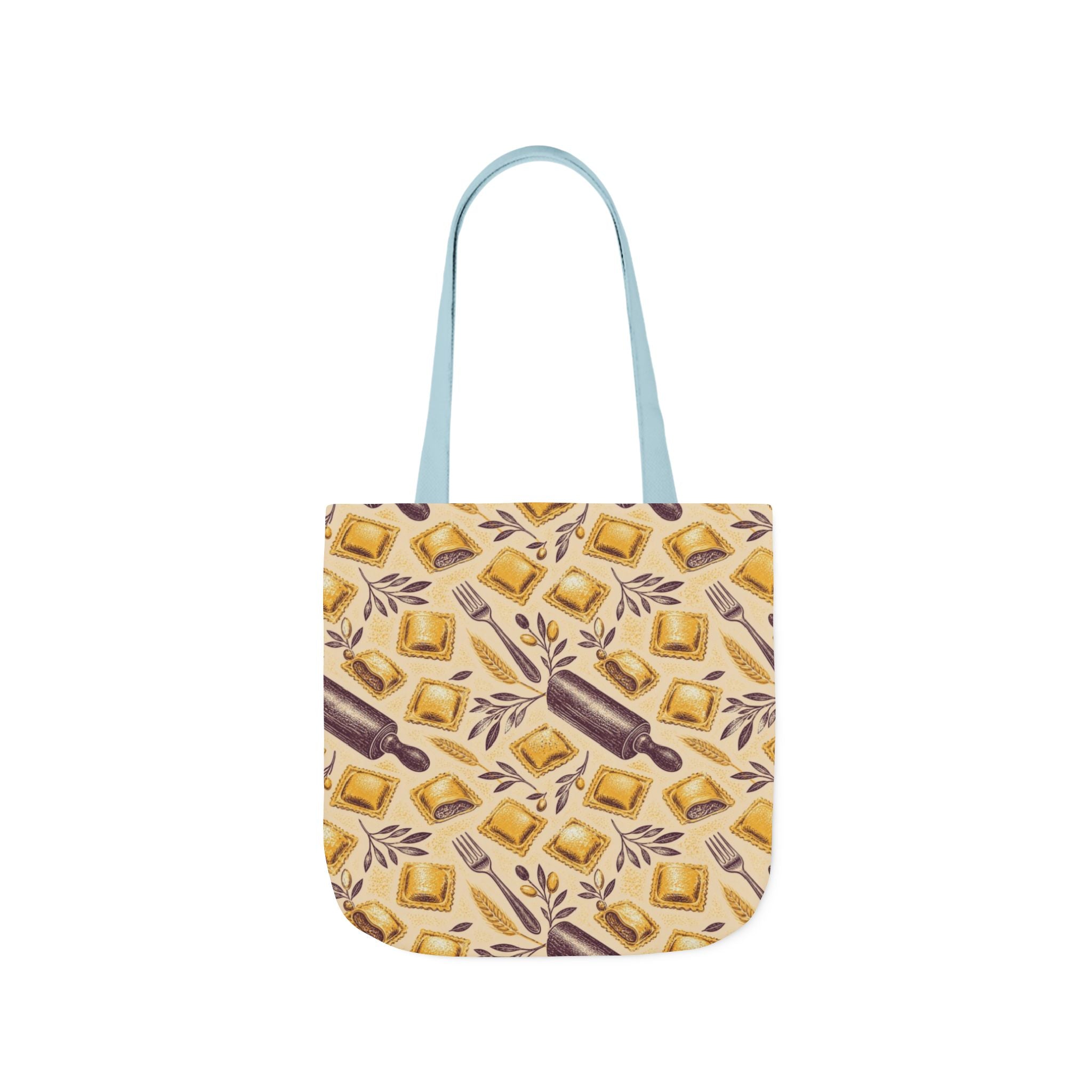 Fresh Ravioli Canvas Tote Bag Mediterranean Kitchen Linocut Design Italian Cottagecore Gift