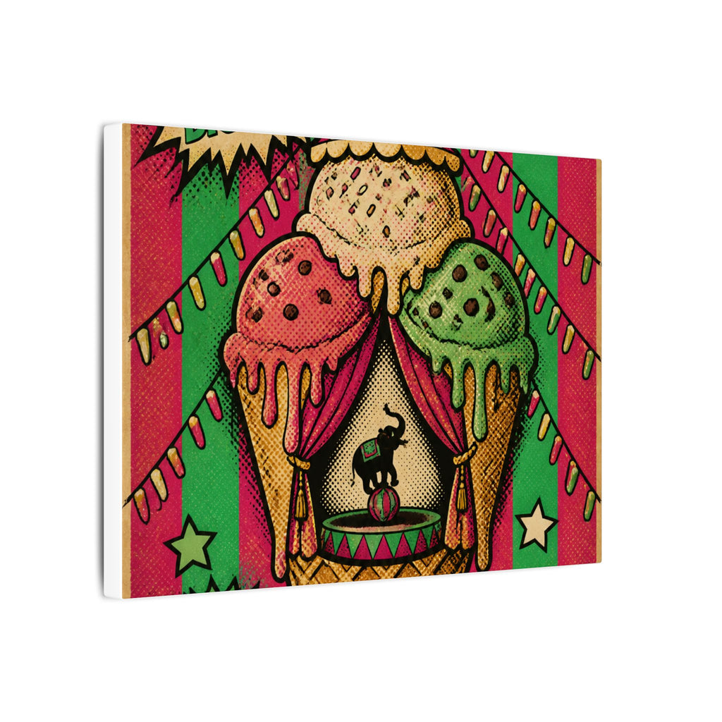 Ice Cream Cone Circus Tent Wall Art Canvas 16×20 Pop Art Living Room Decor Maximalist Print