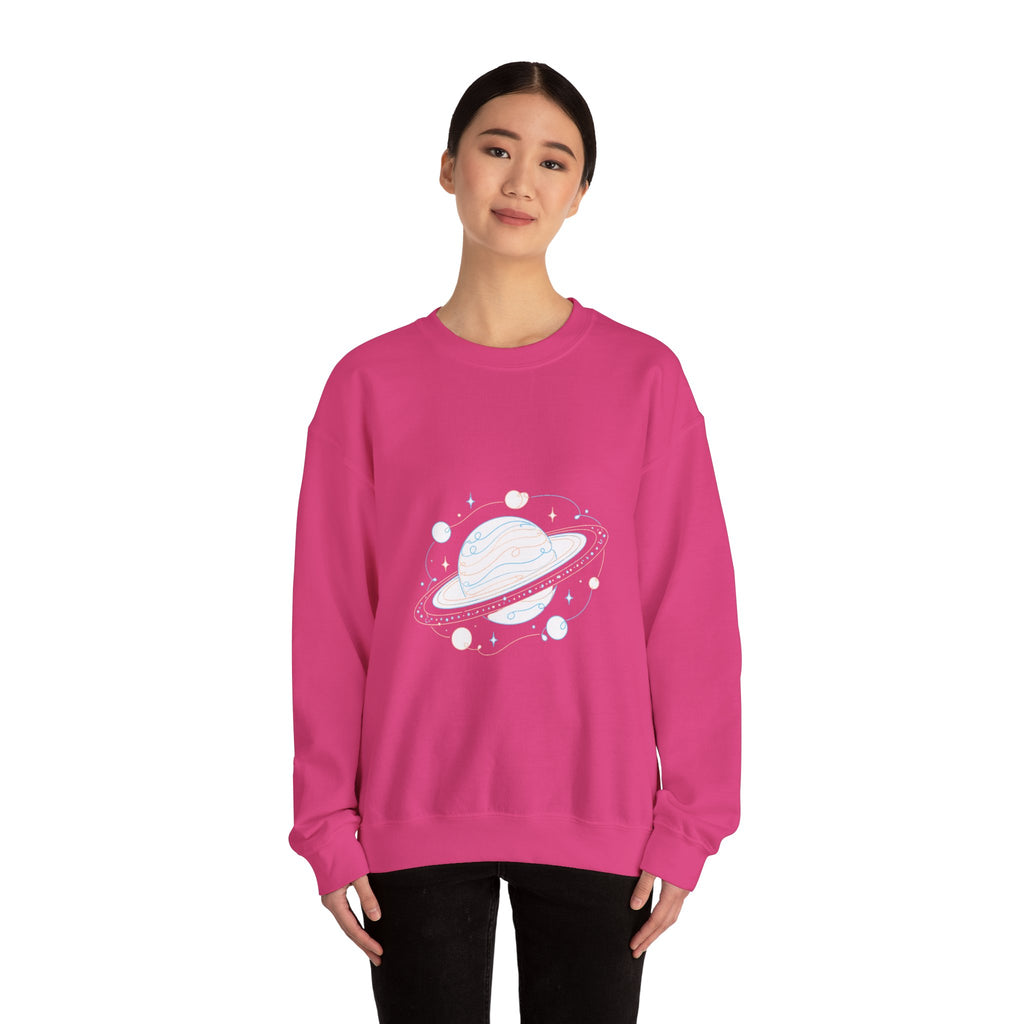 Matching Couple Sweatshirt - Astronaut & Planet Matching Couple Premium Fleece Sweatshirt Minimalist Art His Hers Christmas Gift - Design B