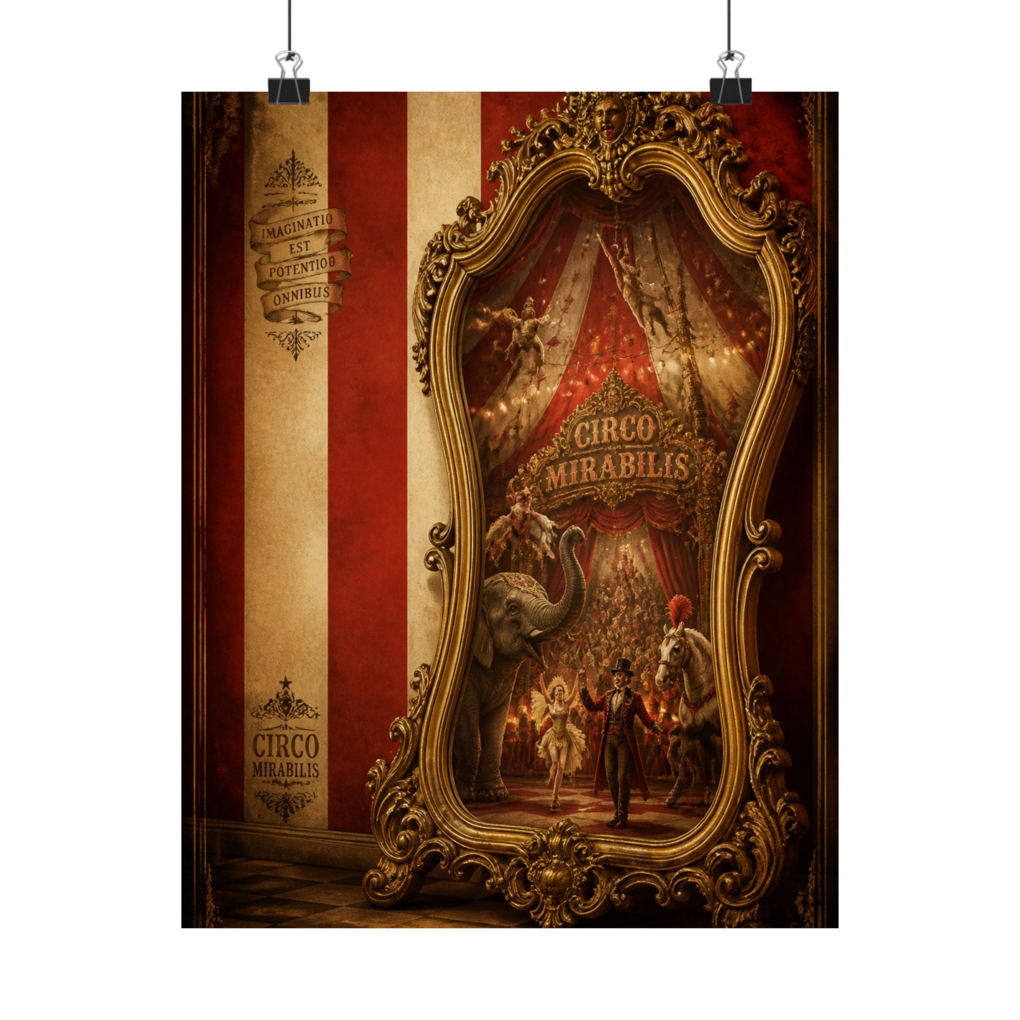 Vintage Mirror Circus Wall Art Poster 18×24 Baroque Home Office Decor Maximalist Print
