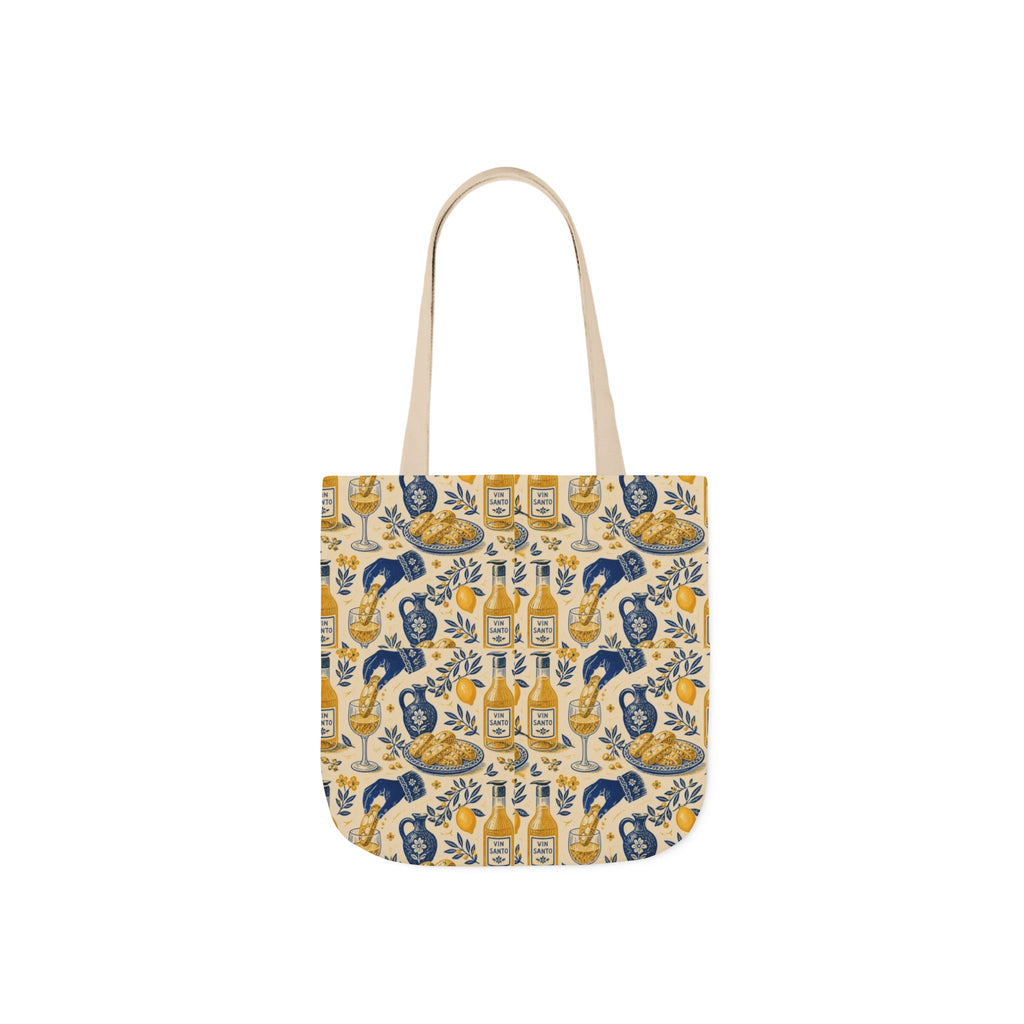 Biscotti & Vin Santo Canvas Tote Bag Mediterranean Kitchen Linocut Design Italian Cottagecore Gift