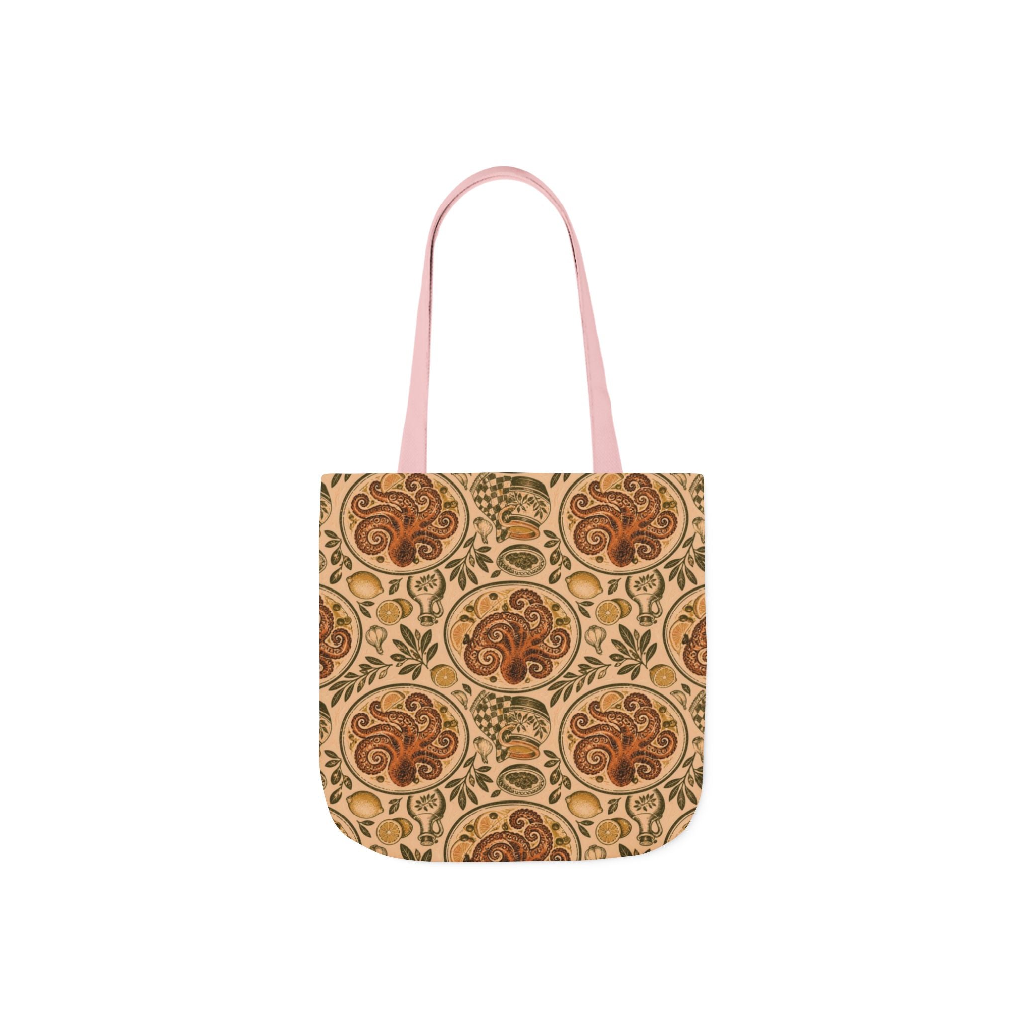 Grilled Octopus Canvas Tote Bag Mediterranean Kitchen Linocut Design Italian Cottagecore Gift