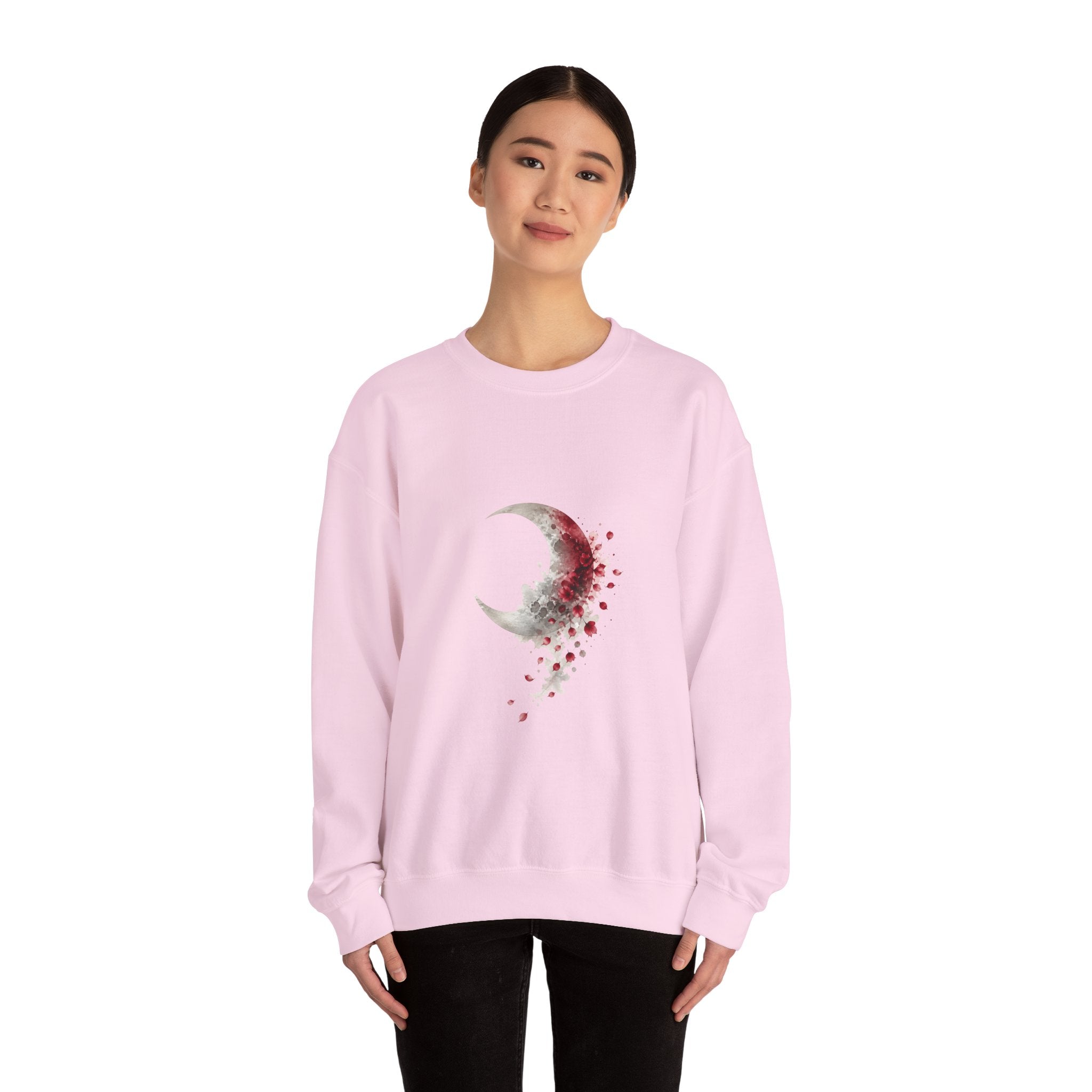 Matching Couple Sweatshirt - Waxing & Waning Moon Matching Couple Comfort Colors Crew Watercolor Art His Hers Birthday Gift - Design B