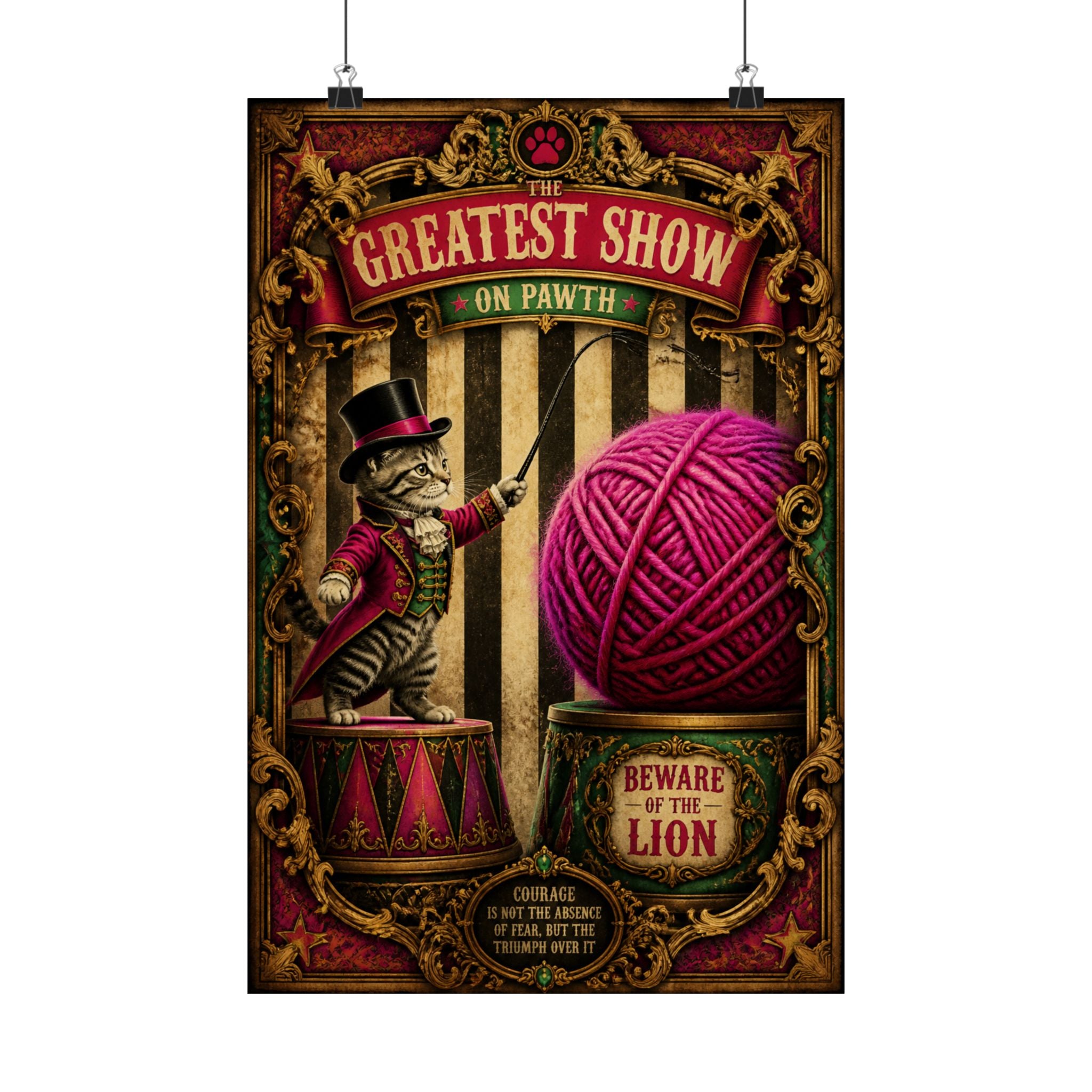 Cat Lion Tamer Wall Art Poster 24×36 Baroque Studio Decor Maximalist Print