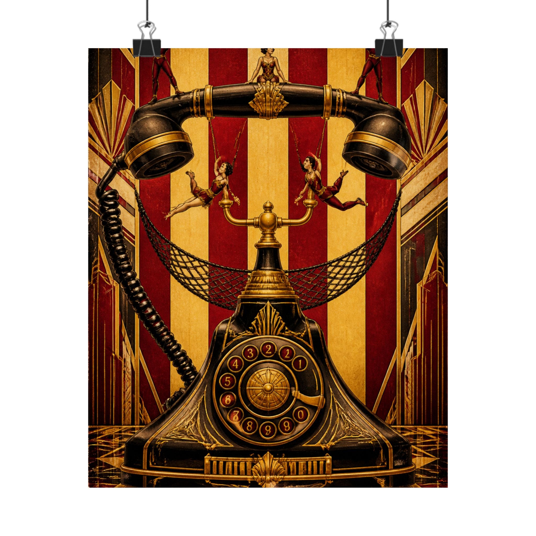 Vintage Telephone Booth Wall Art Poster 18×24 Art Deco Entryway Decor Maximalist Print