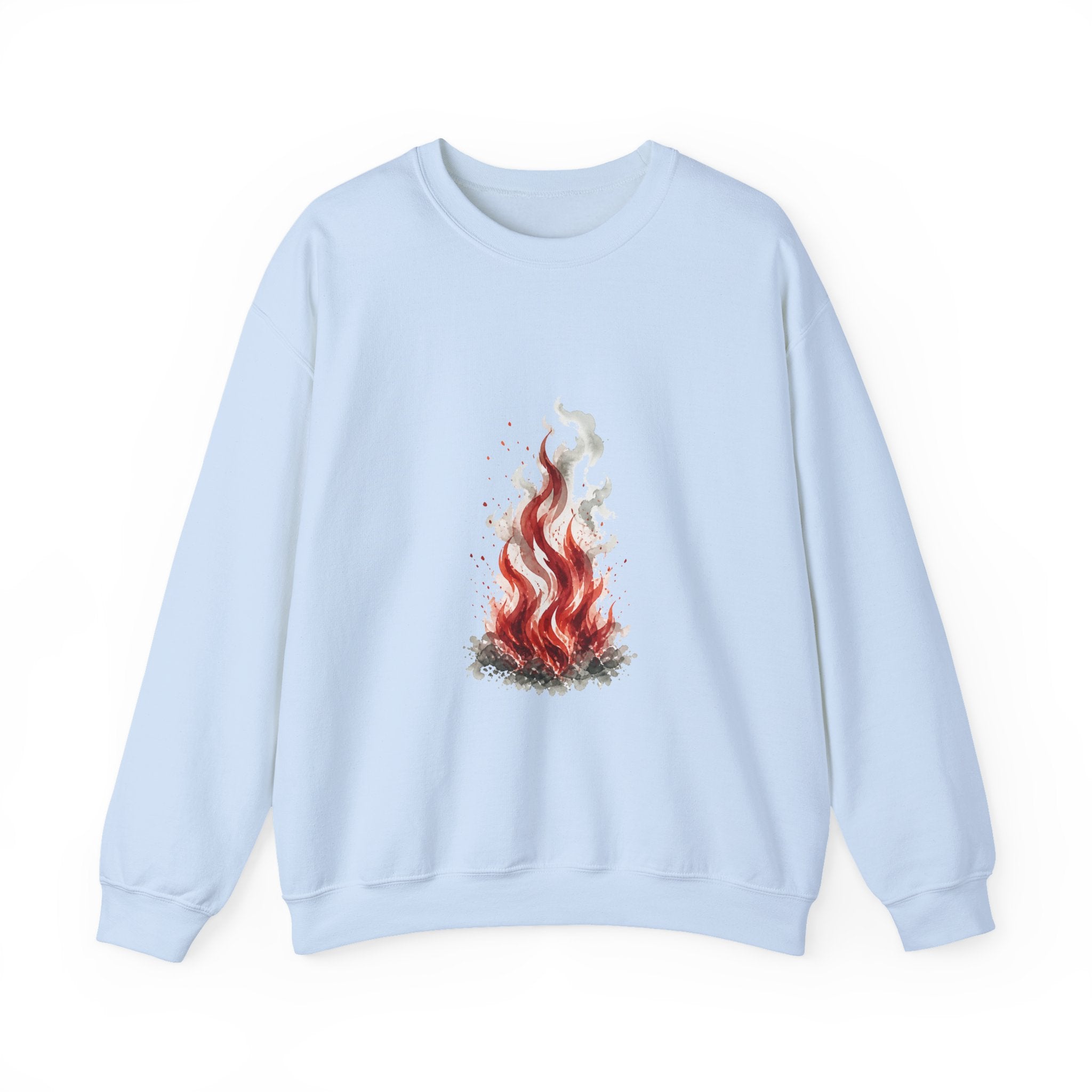 Matching Couple Sweatshirt - Wildfire & Waterfall Matching Couple Crewneck Sweatshirt Watercolor Art His Hers Engagement Gift - Design A