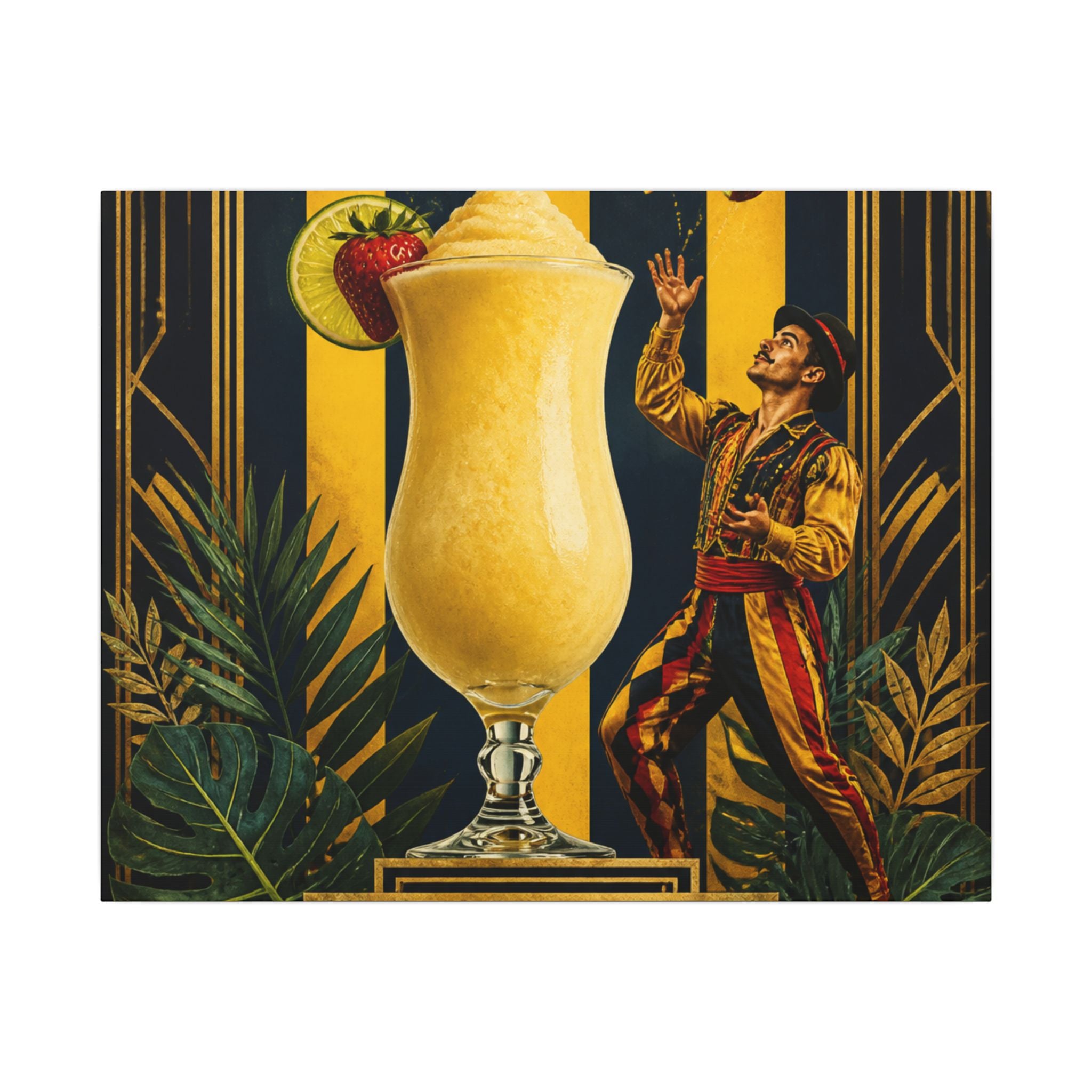 Daiquiri Fruit Juggler Wall Art Canvas 24×36 Art Deco Bar Area Decor Maximalist Print
