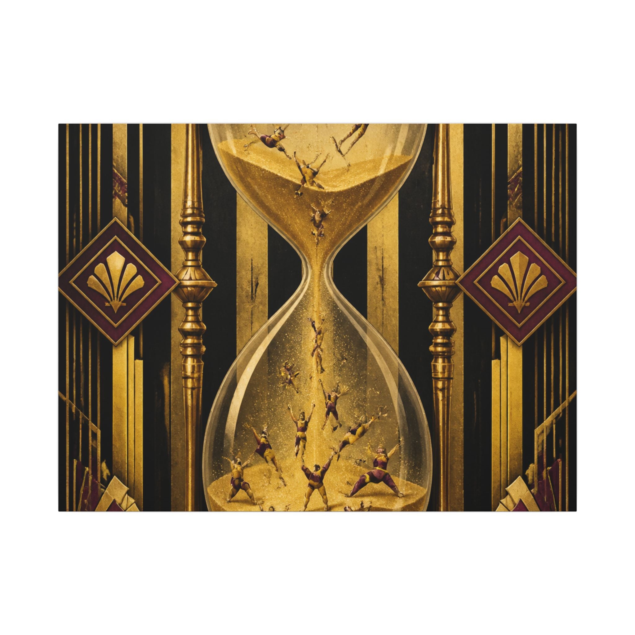 Hourglass Acrobats Wall Art Canvas 16×20 Art Deco Entryway Decor Maximalist Print