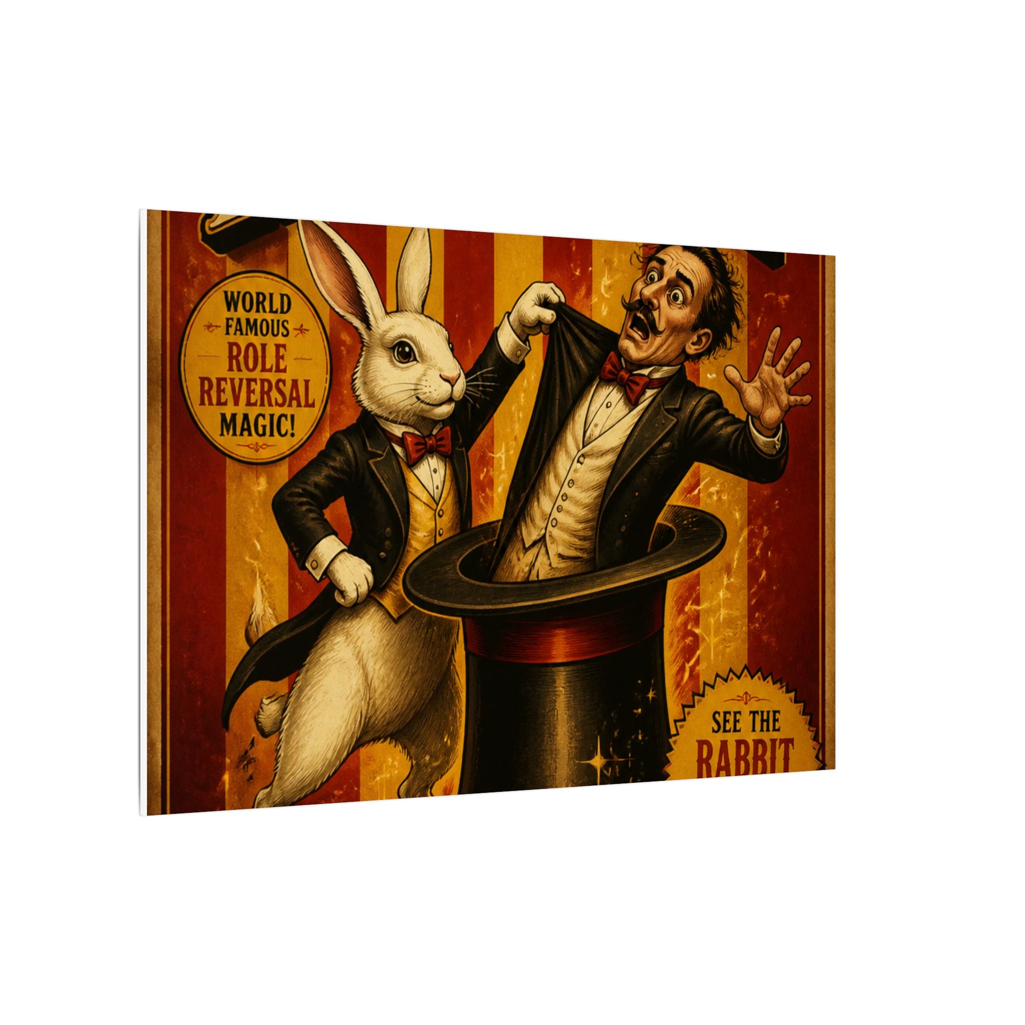 Magic Hat Rabbit Wall Art Canvas 24×36 Vintage Circus Bedroom Decor Maximalist Print