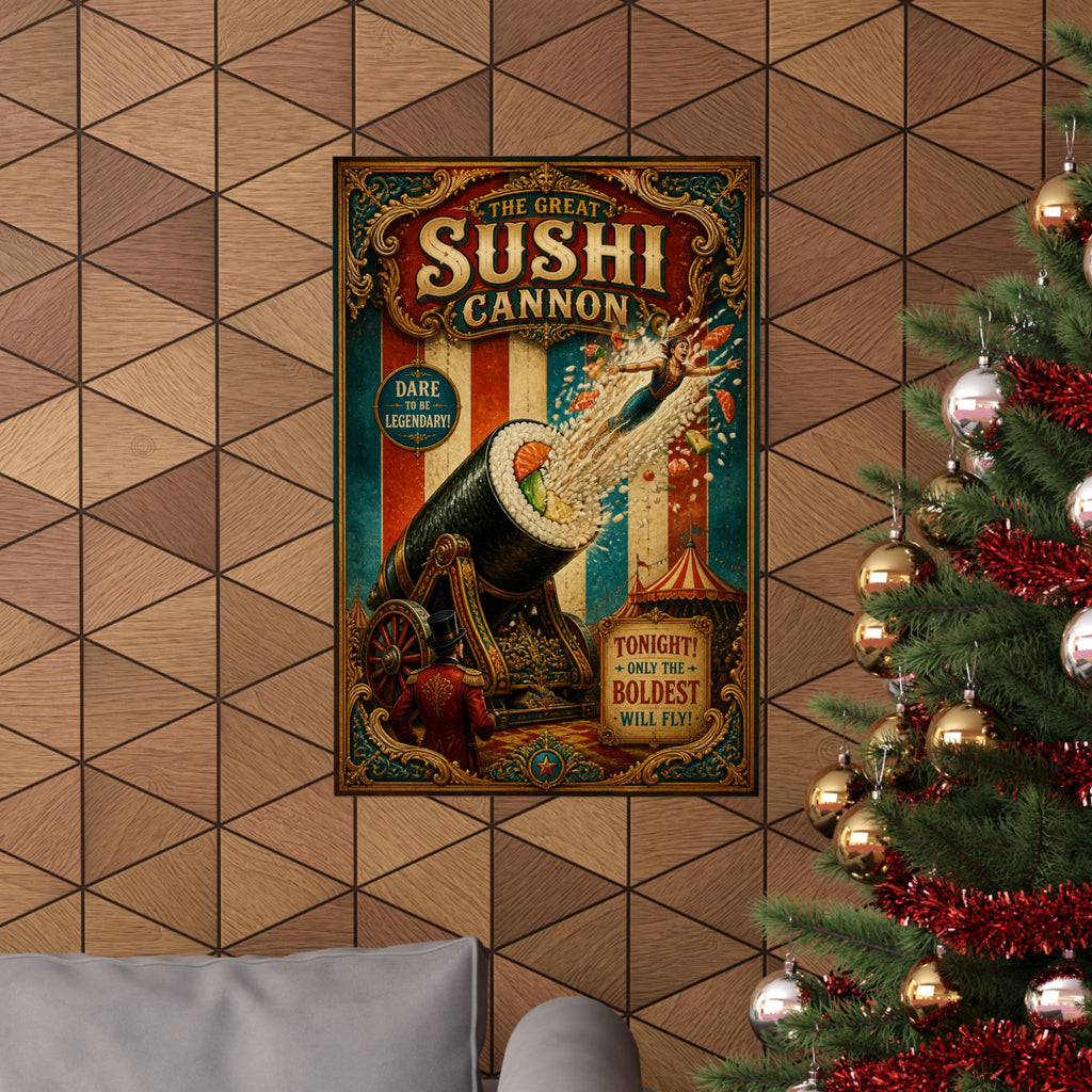 Sushi Roll Cannon Wall Art Poster 24×36 Baroque Studio Decor Maximalist Print