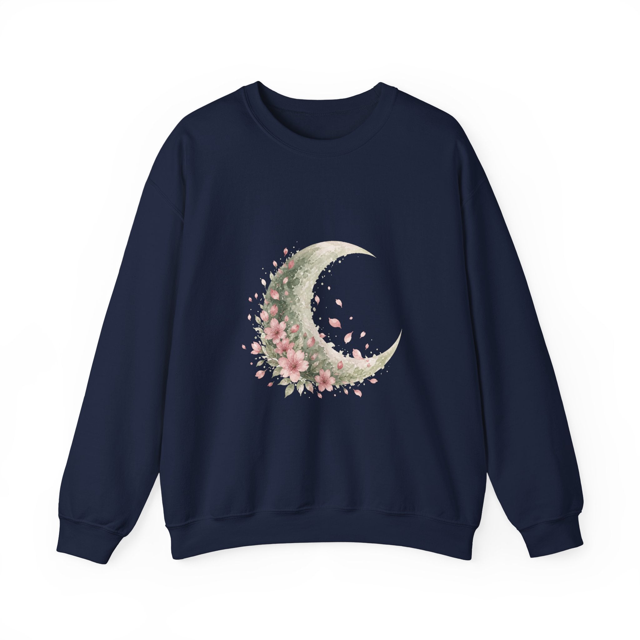 Matching Couple Sweatshirt - Waxing & Waning Moon Matching Couple Crewneck Sweatshirt Watercolor Art His Hers Engagement Gift - Design B