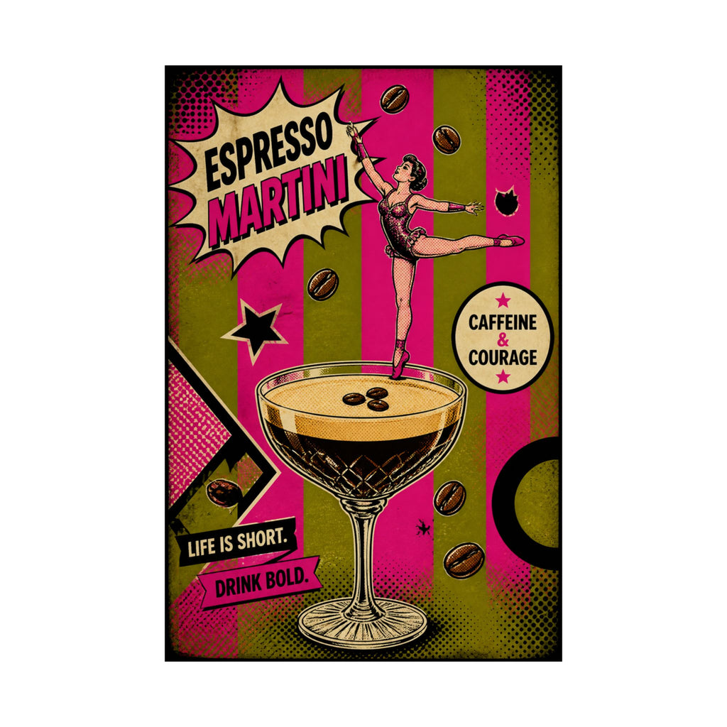 Espresso Martini Acrobat Wall Art Poster 24×36 Pop Art Restaurant Decor Maximalist Print