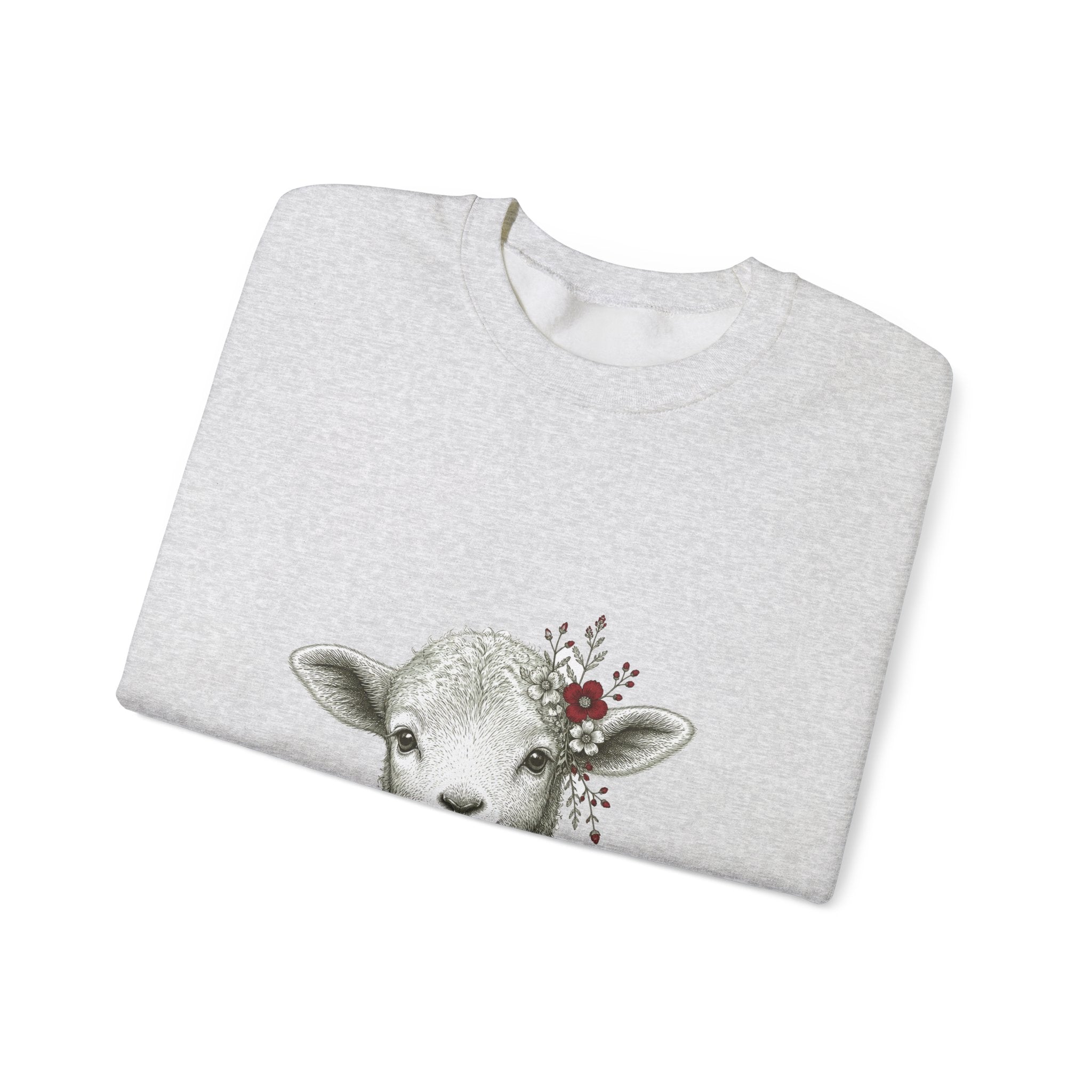 Matching Couple Sweatshirt - Lion & Lamb Matching Couple Crewneck Sweatshirt Hand-Drawn Art His Hers Best Friend Gift - Design B