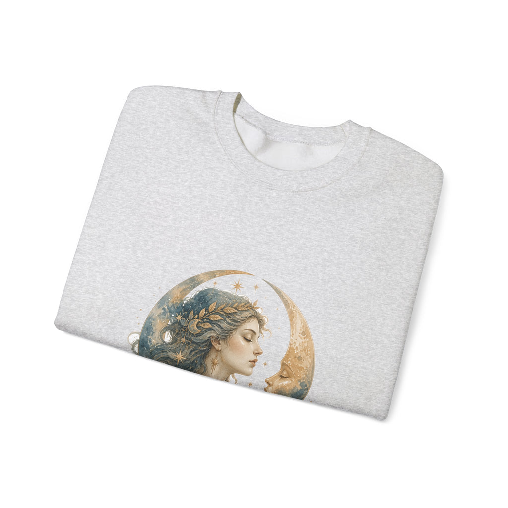 Matching Couple Sweatshirt - Helios & Selene Matching Couple Premium Fleece Sweatshirt Watercolor Art His Hers Birthday Gift - Design B
