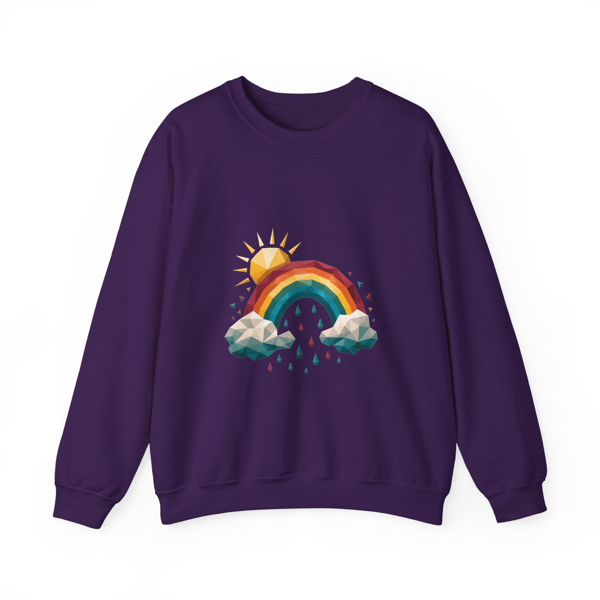 Matching Couple Sweatshirt - Storm & Rainbow Matching Couple Crewneck Sweatshirt Geometric Art His Hers Couple Gift - Design B