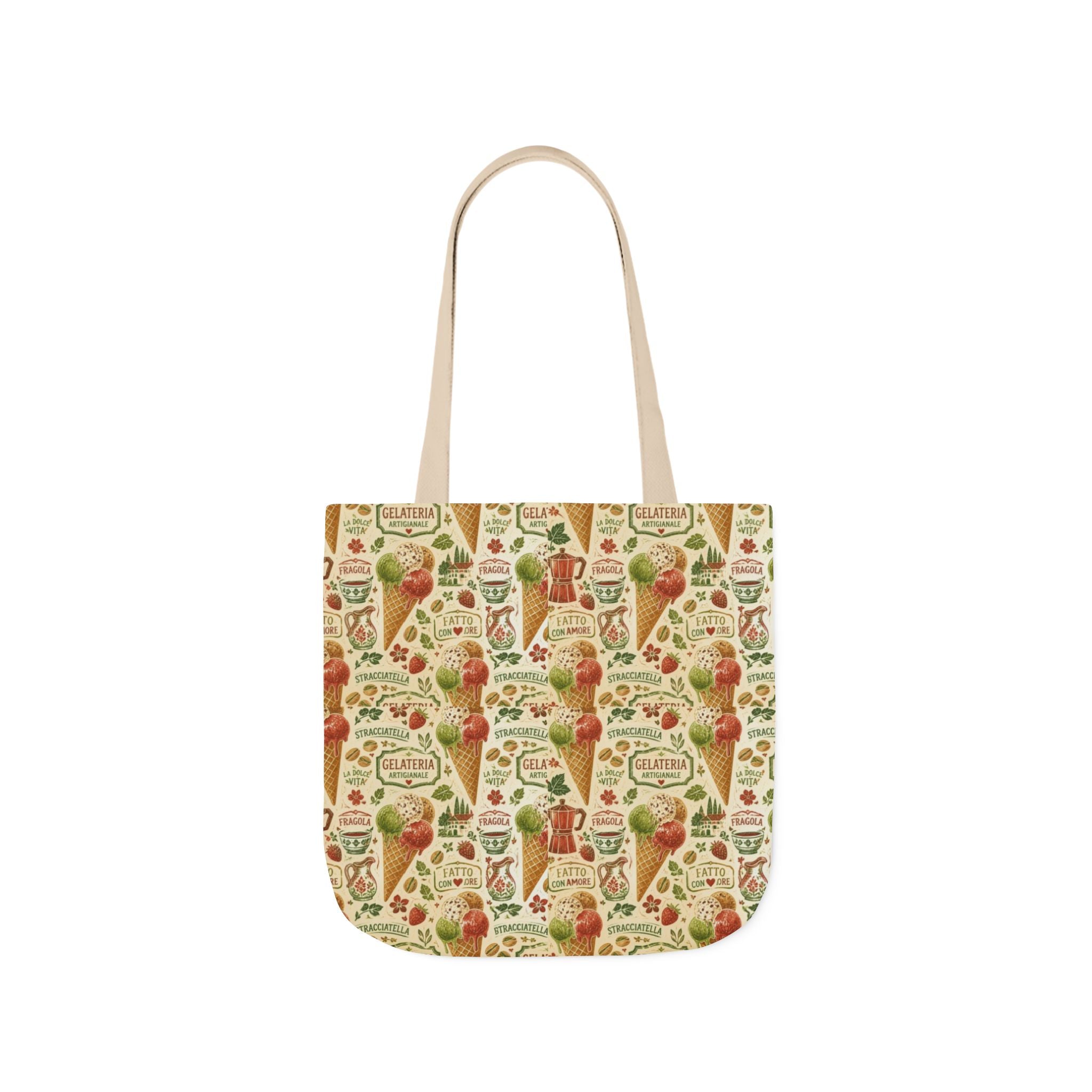 Gelato Scoops Canvas Tote Bag Mediterranean Kitchen Linocut Design Italian Cottagecore Gift