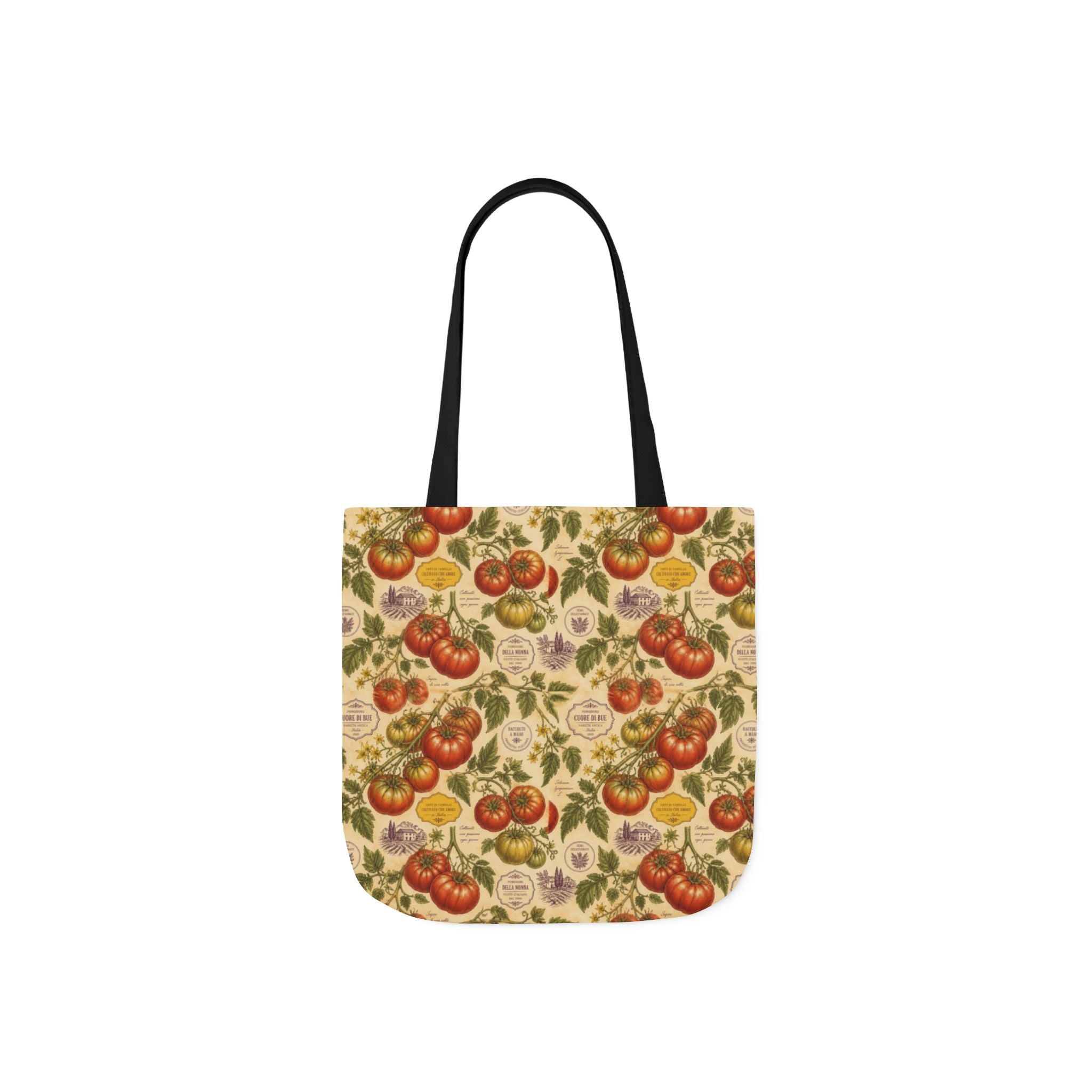 Heritage Tomatoes Canvas Tote Bag Mediterranean Kitchen Botanical Design Italian Cottagecore Gift