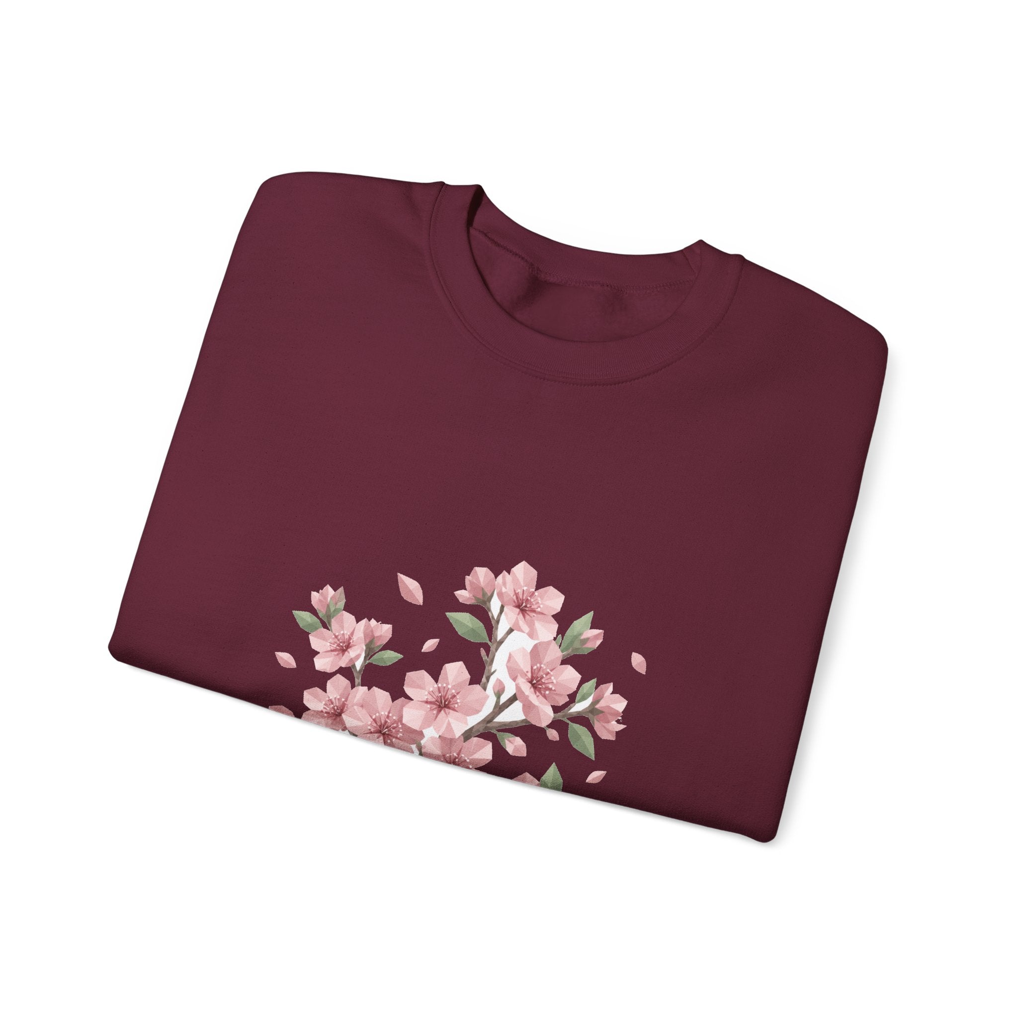 Matching Couple Sweatshirt - Cherry Blossom & Maple Leaf Matching Couple Premium Fleece Sweatshirt Geometric Art His Hers Love Gift - Design A