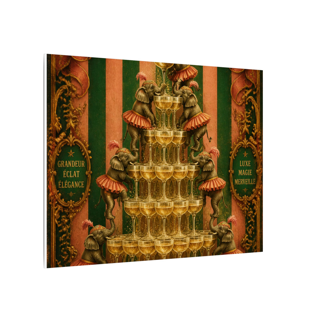 Champagne Tower Elephants Wall Art Canvas 16×20 Baroque Home Office Decor Maximalist Print
