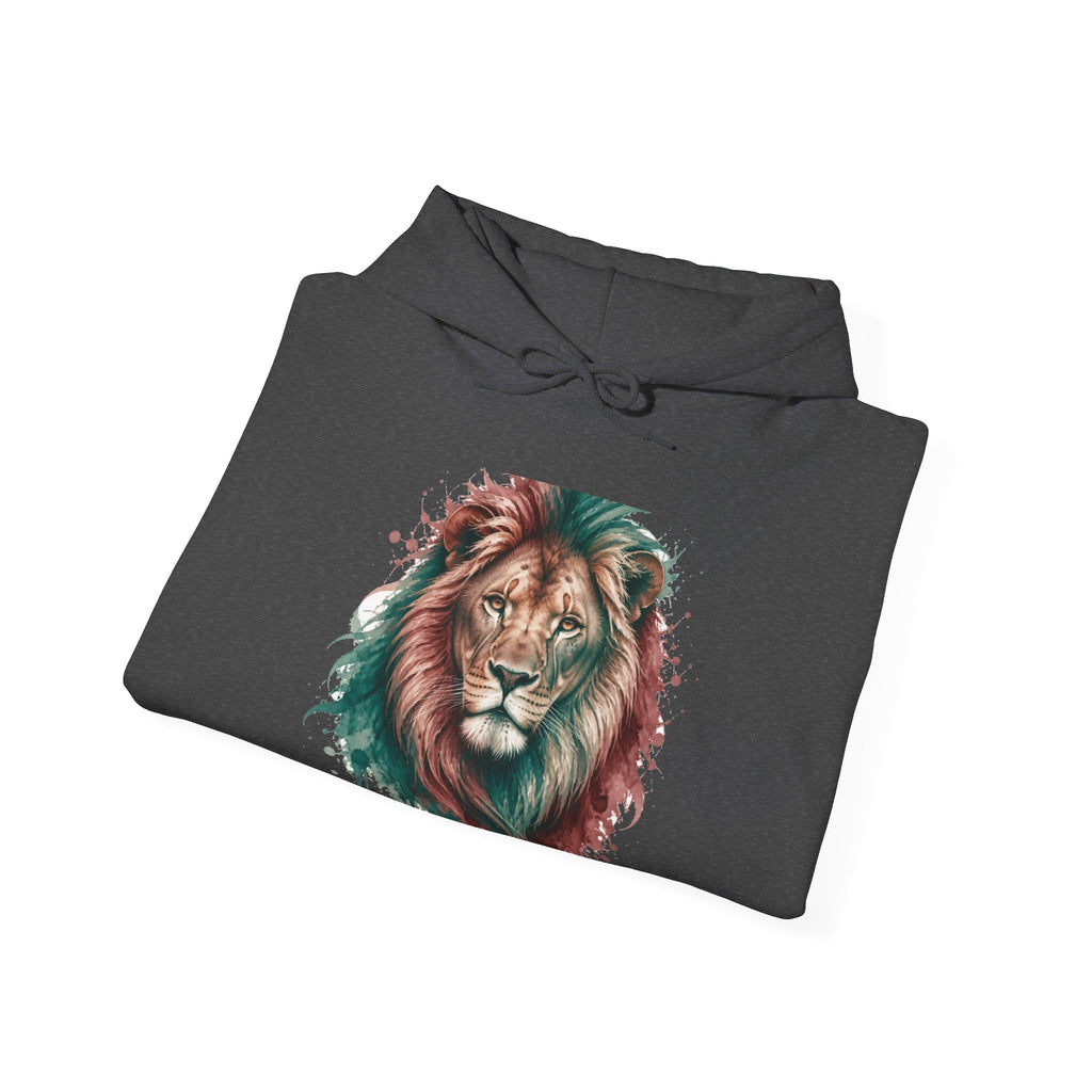 Matching Couple Sweatshirt - Lion & Lamb Matching Couple Hooded Sweatshirt Watercolor Art His Hers Engagement Gift - Design A