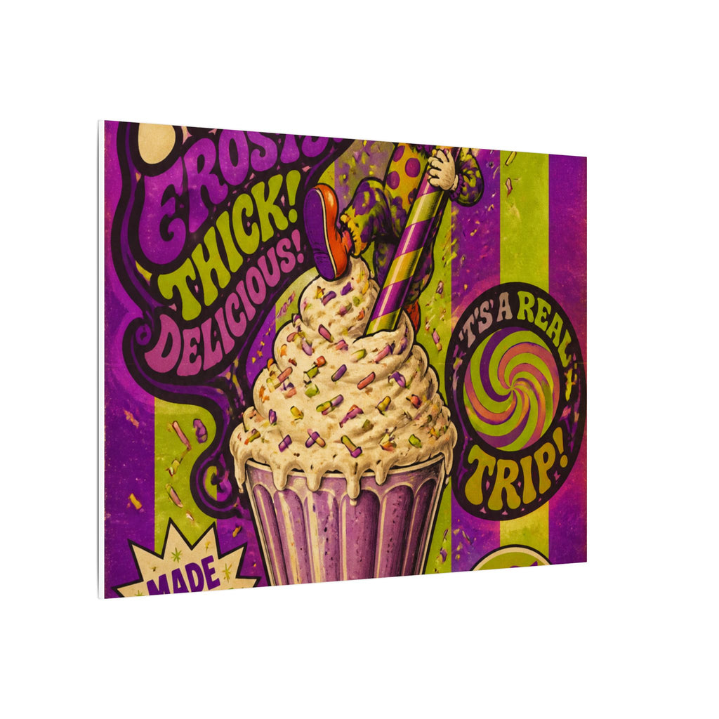 Milkshake Slide Clown Wall Art Canvas 16×20 Psychedelic Cafe Decor Maximalist Print