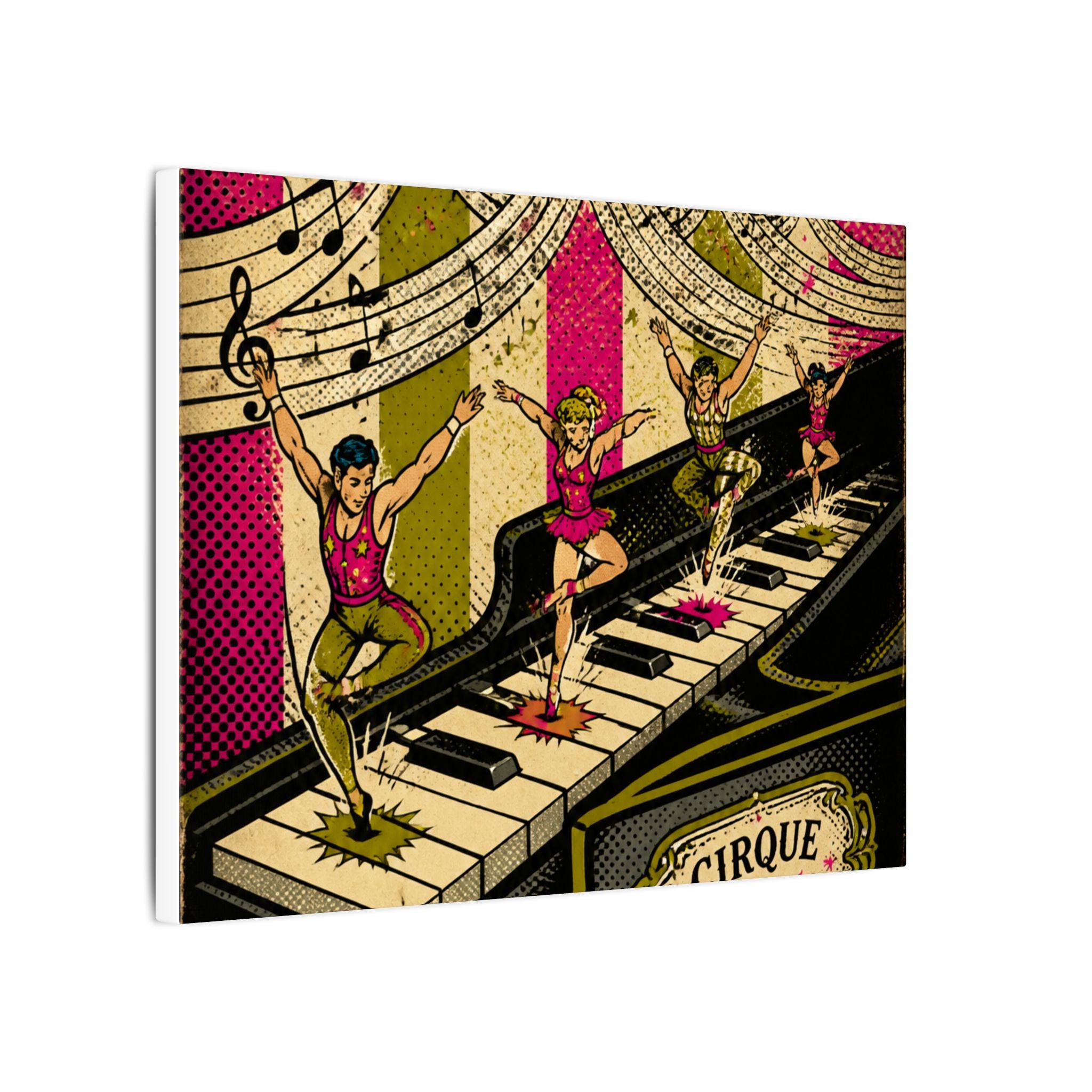 Grand Piano Acrobats Wall Art Canvas 16×20 Pop Art Living Room Decor Maximalist Print