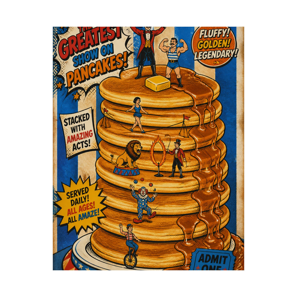 Pancake Stack Platform Wall Art Poster 24×36 Pop Art Restaurant Decor Maximalist Print