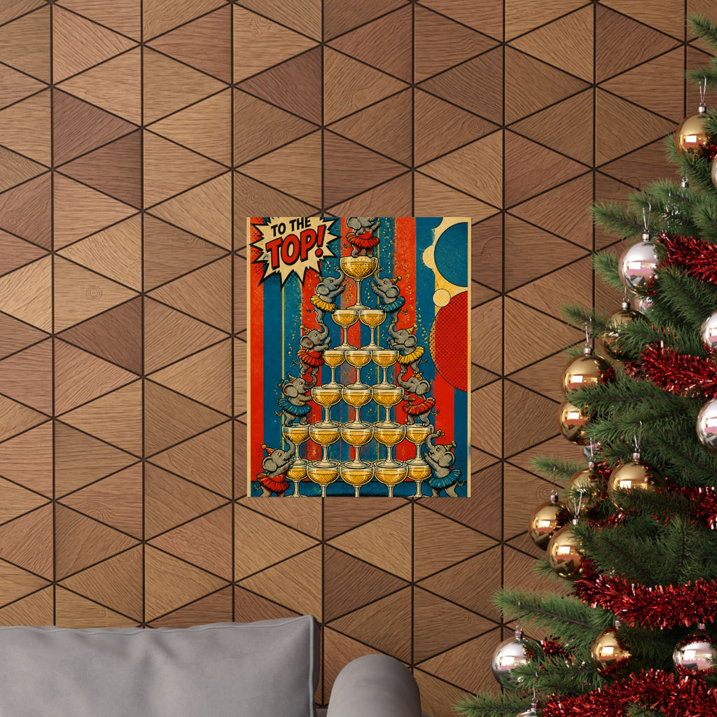 Champagne Tower Elephants Wall Art Poster 24×36 Pop Art Restaurant Decor Maximalist Print