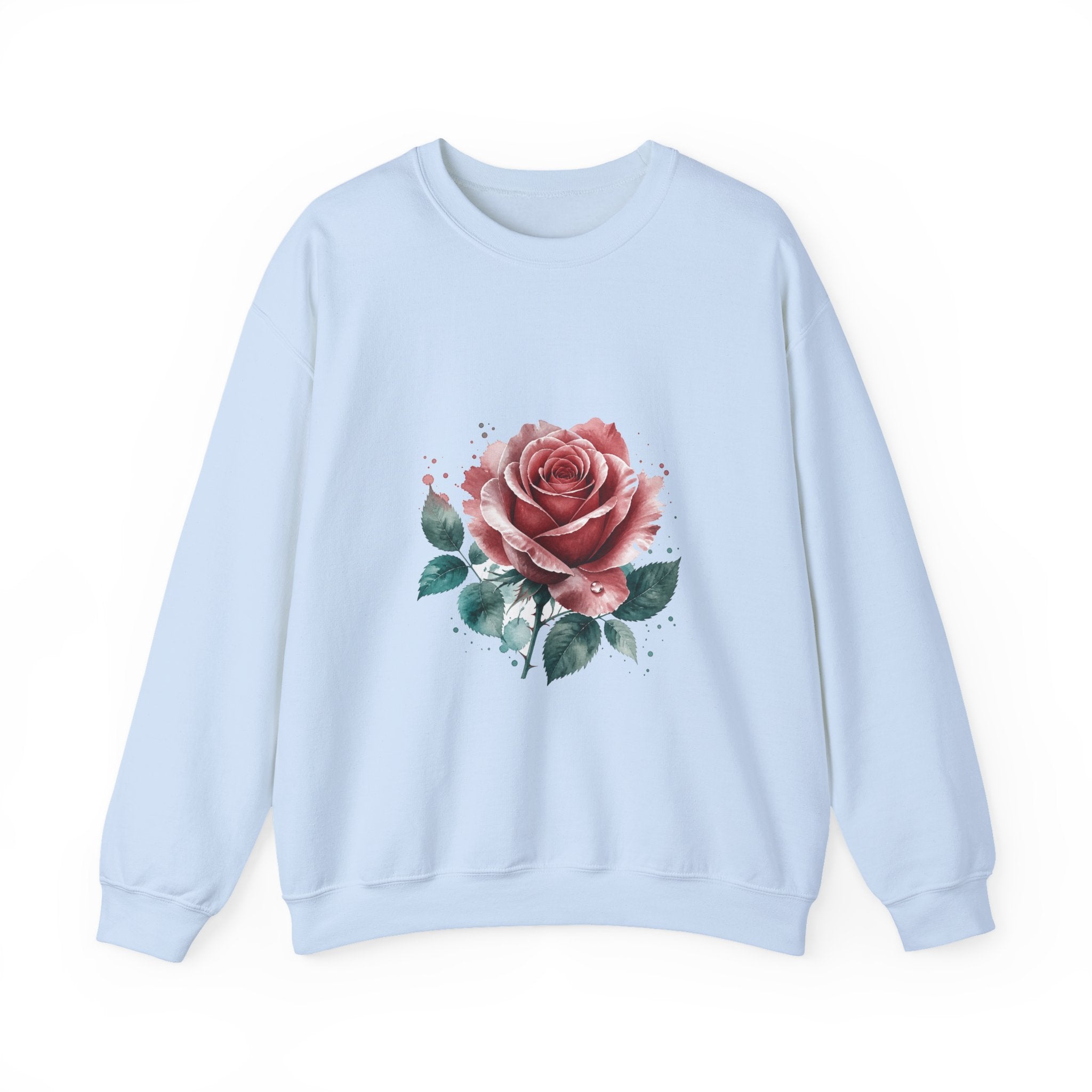 Matching Couple Sweatshirt - Rose & Thorn Matching Couple Crewneck Sweatshirt Watercolor Art His Hers Engagement Gift - Design A
