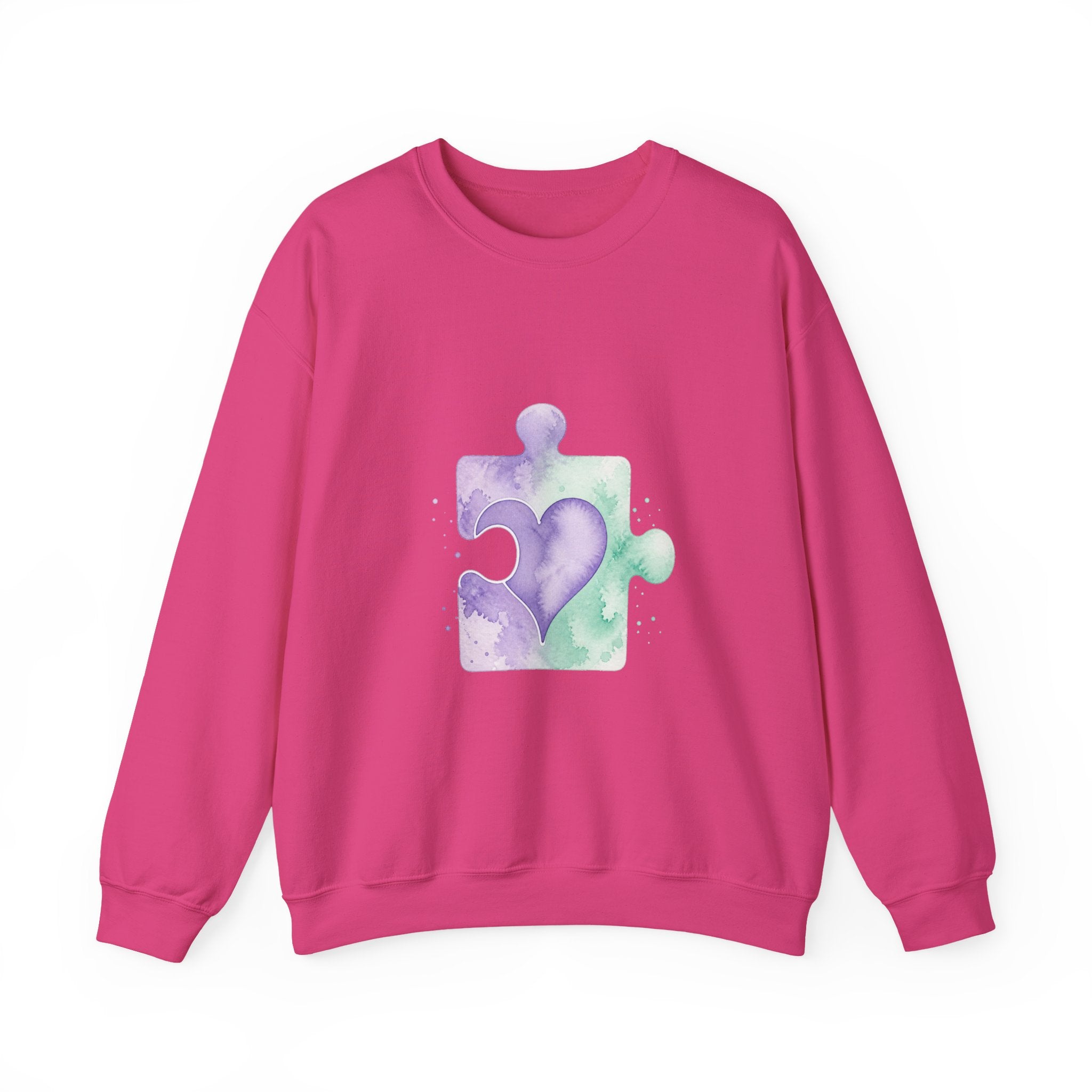 Matching Couple Sweatshirt - Puzzle Pieces Matching Couple Comfort Colors Crew Watercolor Art His Hers Birthday Gift - Design B
