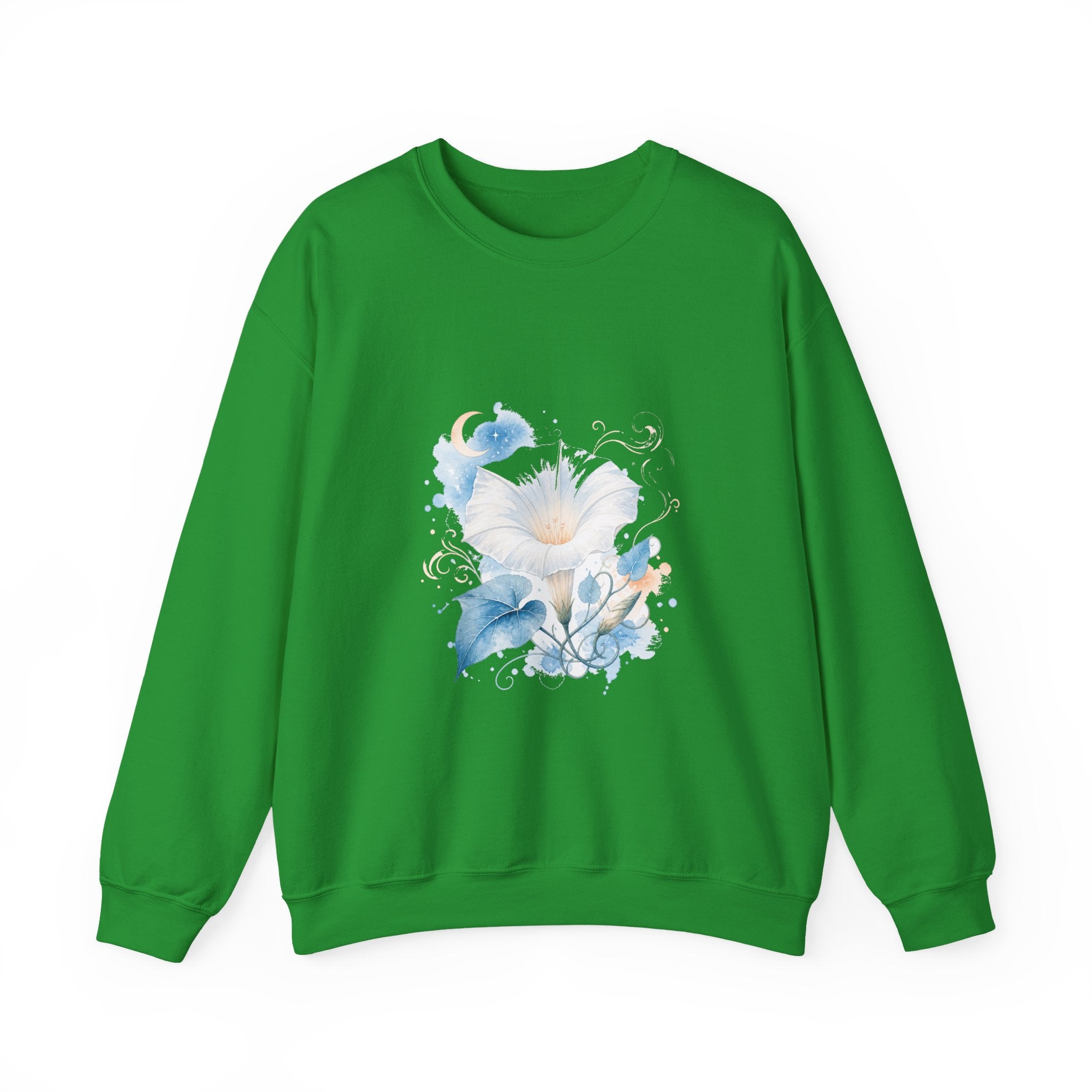 Matching Couple Sweatshirt - Sunflower & Moonflower Matching Couple Crewneck Sweatshirt Watercolor Art His Hers Engagement Gift - Design B