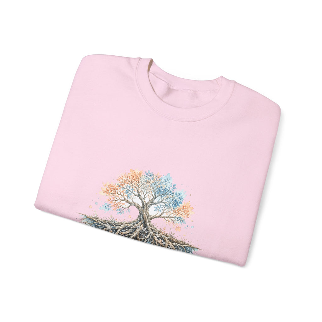 Matching Couple Sweatshirt - Ancient Oak & Deep Roots Matching Couple Crewneck Sweatshirt Watercolor Art His Hers Engagement Gift - Design B
