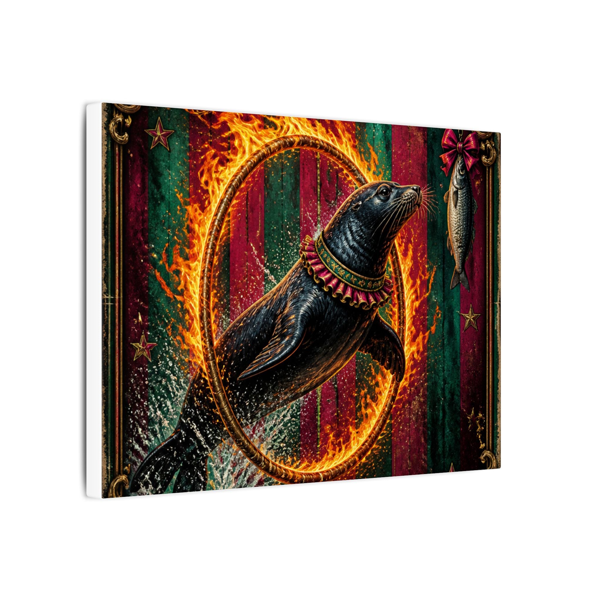 Seal Fire Hoop Wall Art Canvas 16×20 Baroque Home Office Decor Maximalist Print
