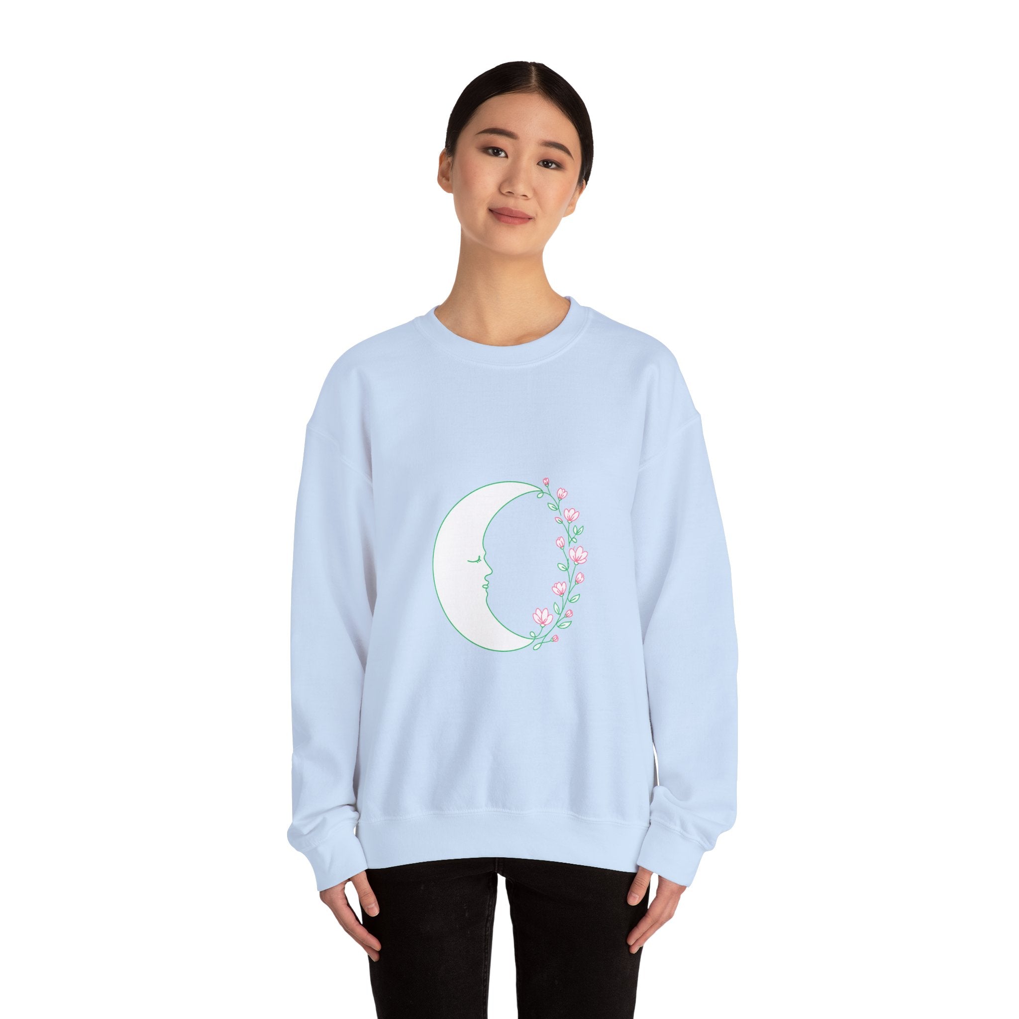 Matching Couple Sweatshirt - Waxing & Waning Moon Matching Couple Crewneck Sweatshirt Minimalist Art His Hers Valentine Gift - Design A