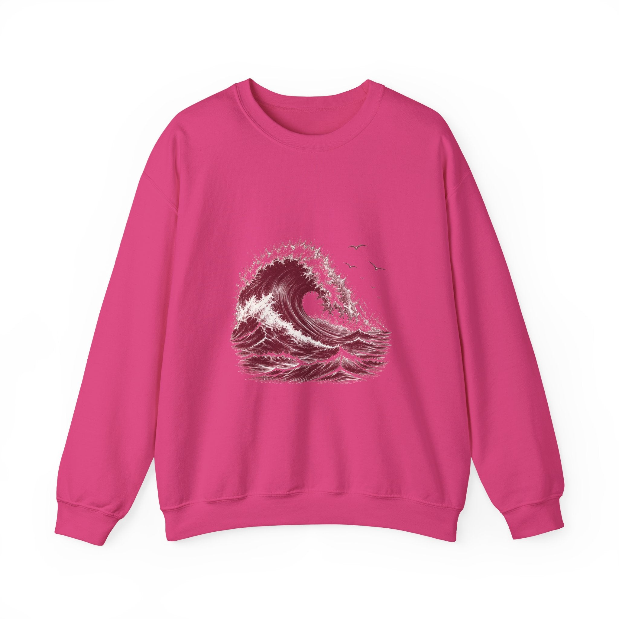 Matching Couple Sweatshirt - Mountain & Ocean Matching Couple Crewneck Sweatshirt Hand-Drawn Art His Hers Best Friend Gift - Design B