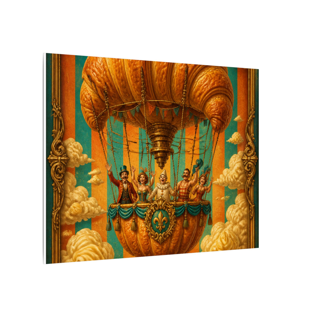 Croissant Hot Air Balloon Wall Art Canvas 24×36 Baroque Studio Decor Maximalist Print