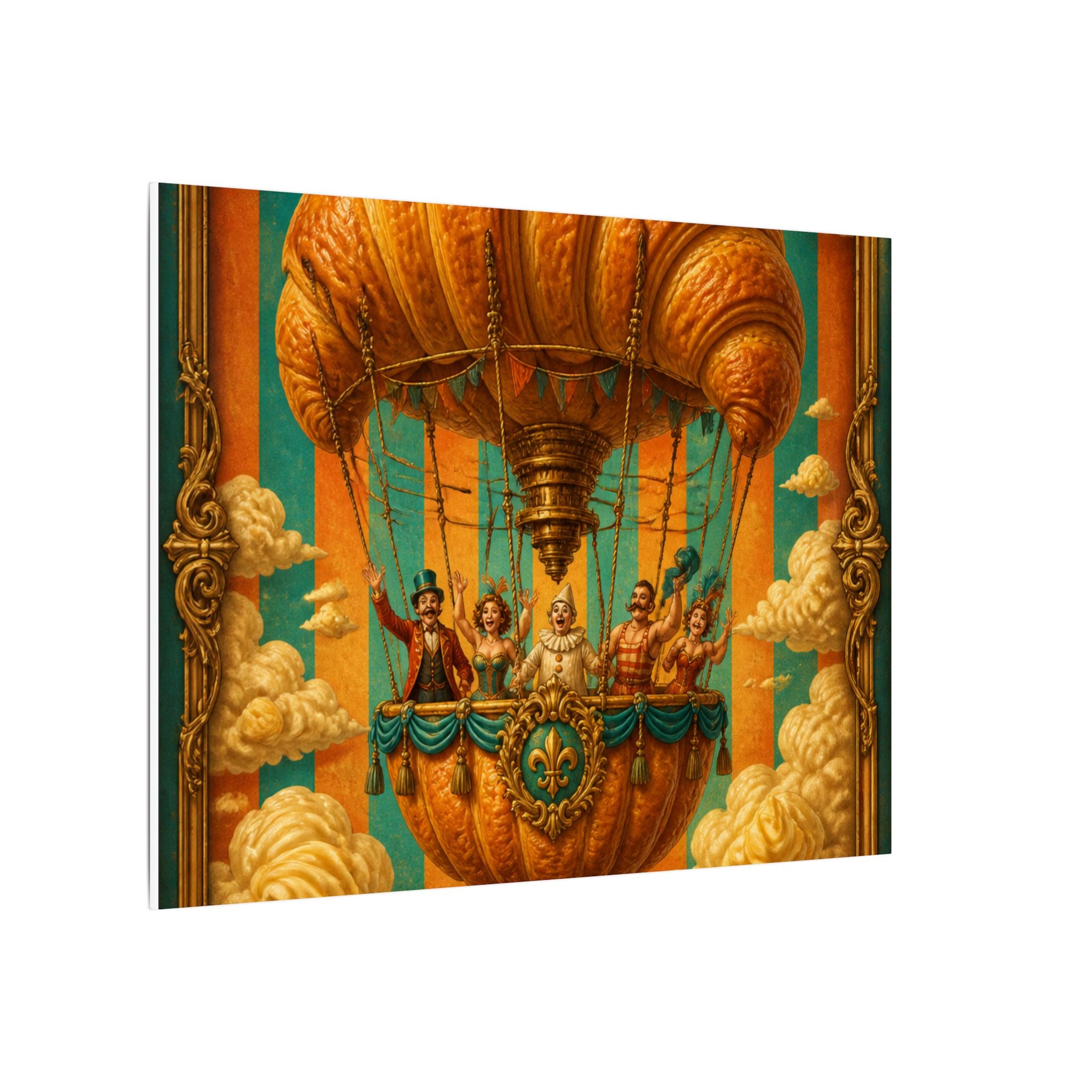 Croissant Hot Air Balloon Wall Art Canvas 24×36 Baroque Studio Decor Maximalist Print